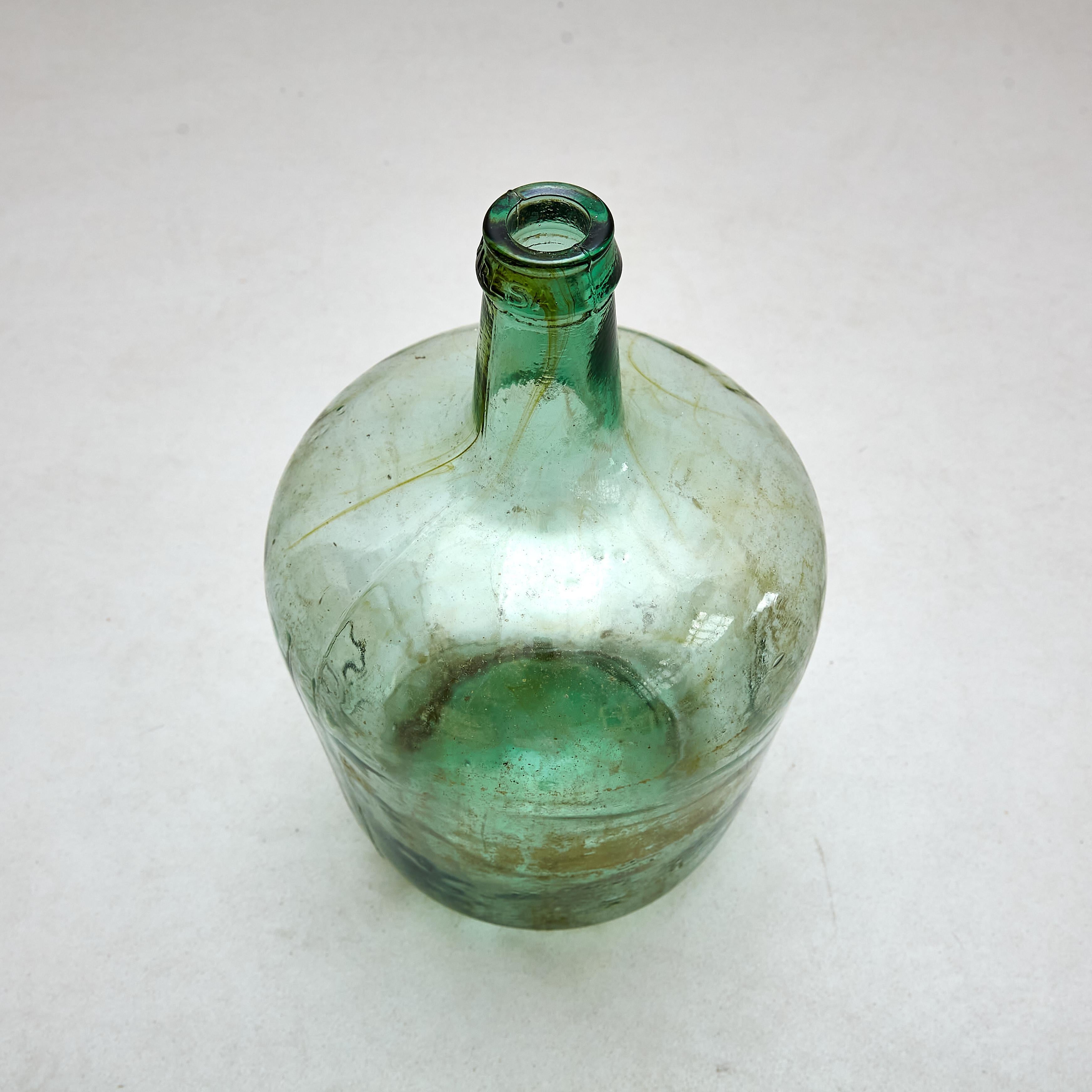 Set of 2 Early 20th Centry Spanish Glass Bottle Vase, circa 1940 For Sale 10