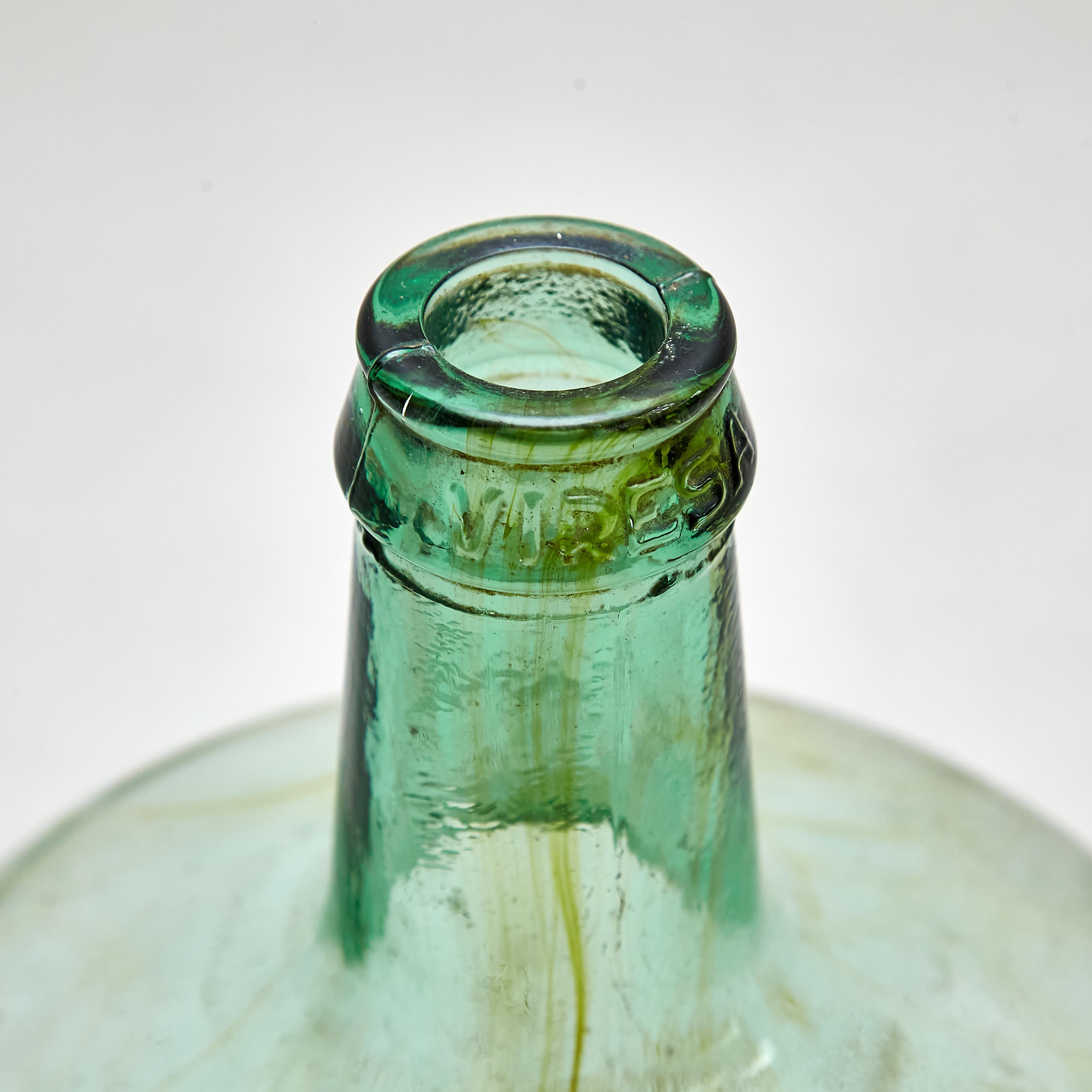 Set of 2 Early 20th Centry Spanish Glass Bottle Vase, circa 1940 9