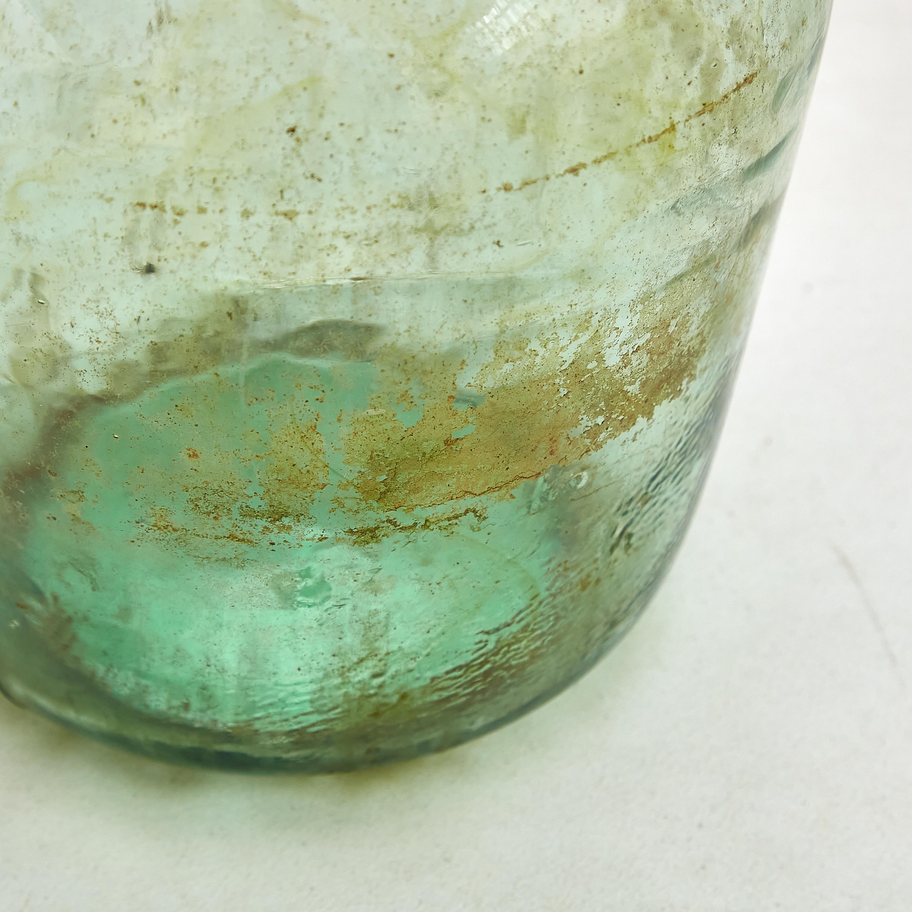 Set of 2 Early 20th Centry Spanish Glass Bottle Vase, circa 1940 10