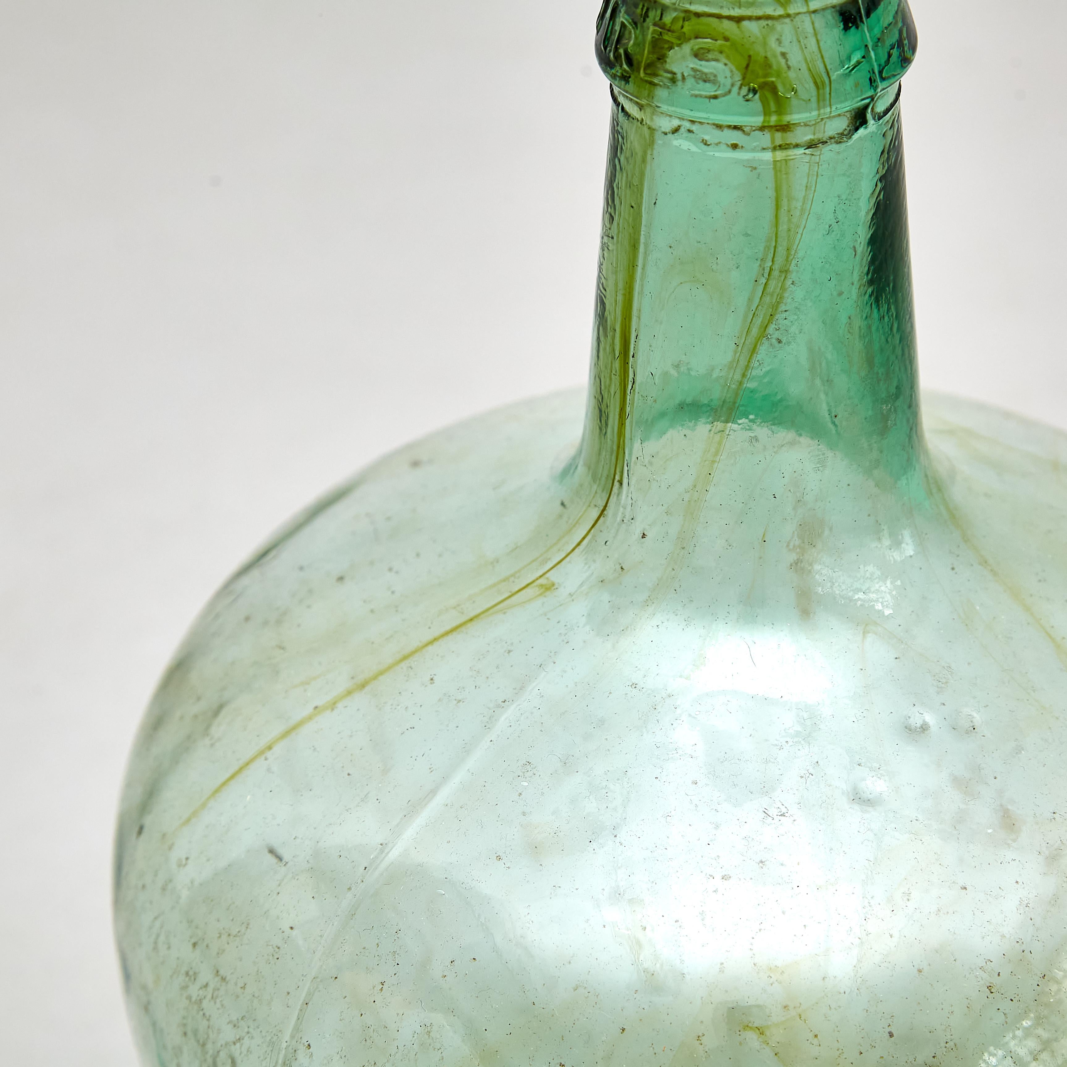 Set of 2 Early 20th Centry Spanish Glass Bottle Vase, circa 1940 11