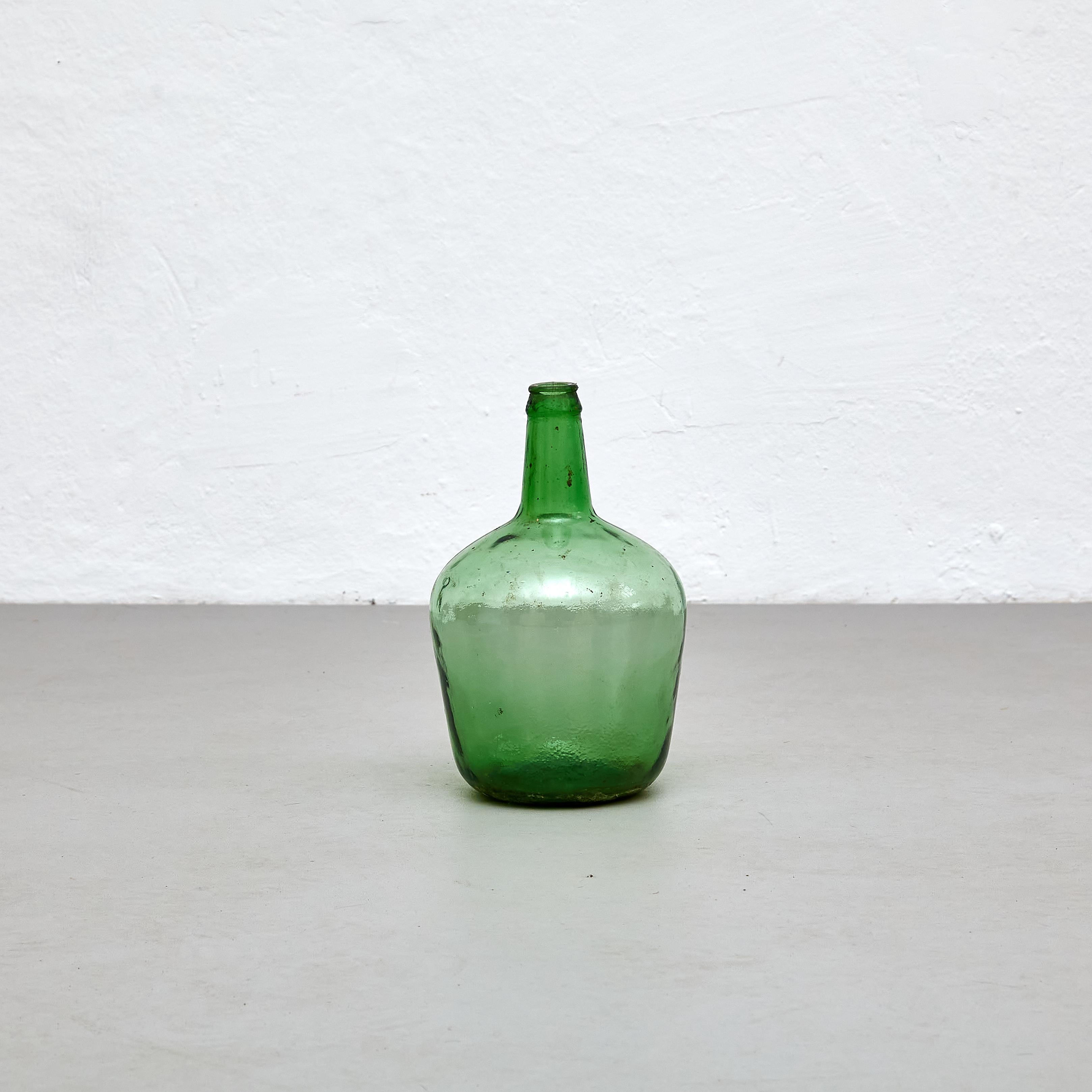 Mid-Century Modern Set of 2 Early 20th Centry Spanish Glass Bottle Vase, circa 1940