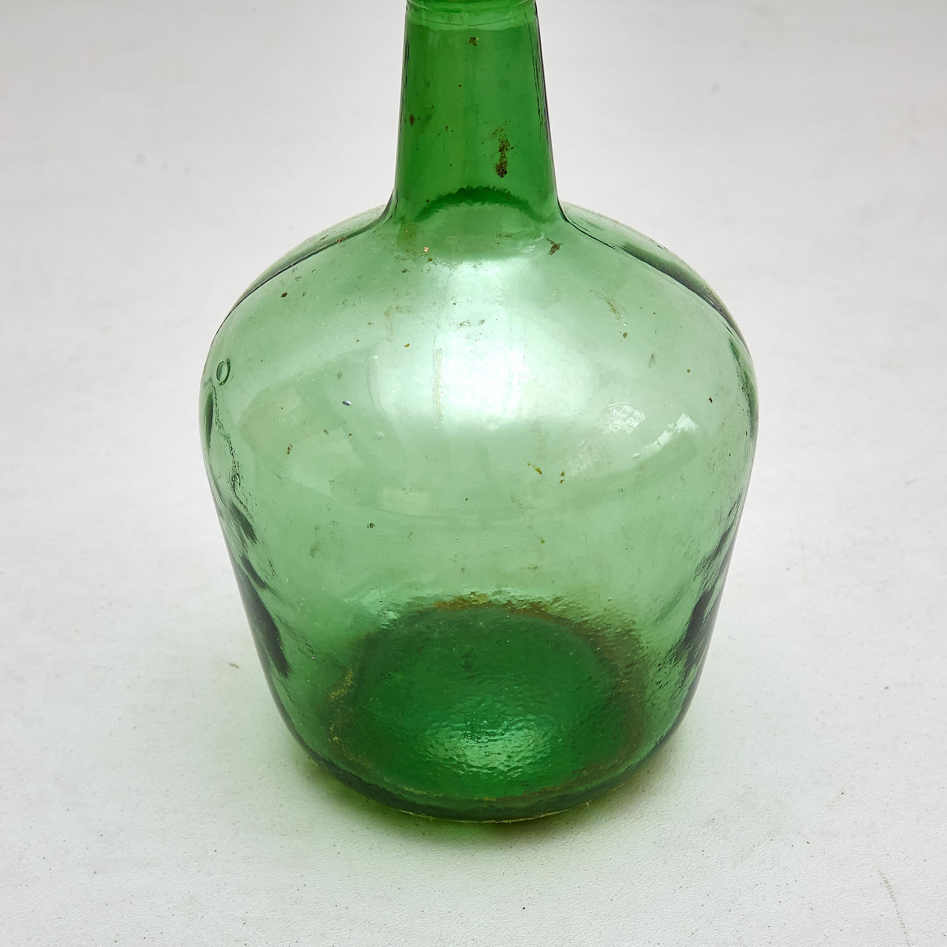 Set of 2 Early 20th Centry Spanish Glass Bottle Vase, circa 1940 For Sale 1
