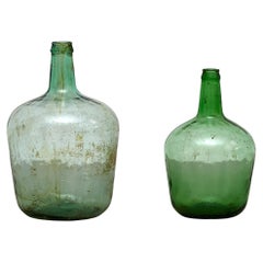 Set von 2 spanischen Glasflaschenvasen aus dem frühen 20. Jahrhundert, um 1940