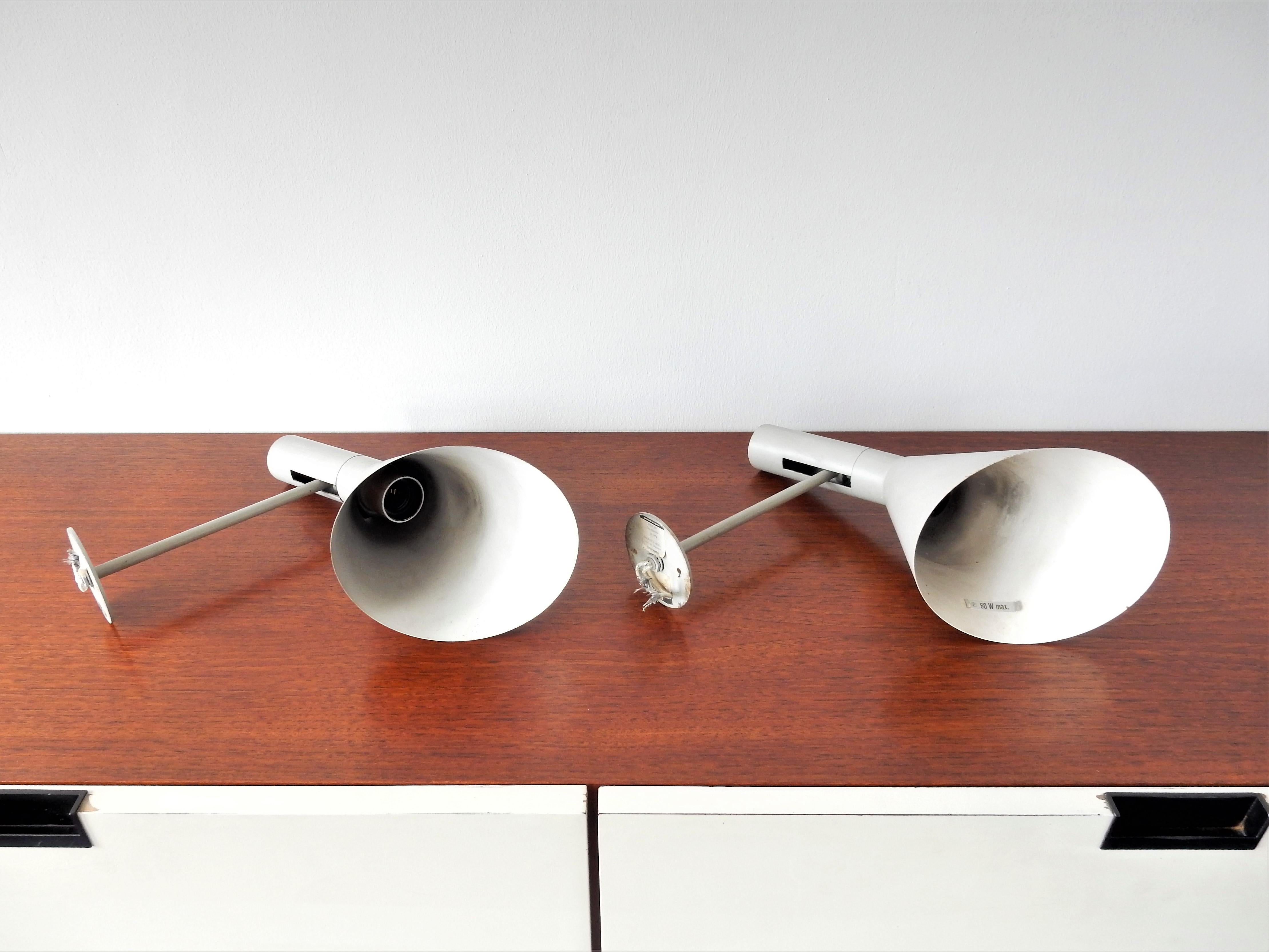 Mid-20th Century Set of 2 Early AJ Visor Wall Lamps by Arne Jacobsen for Louis Poulsen, 1950s