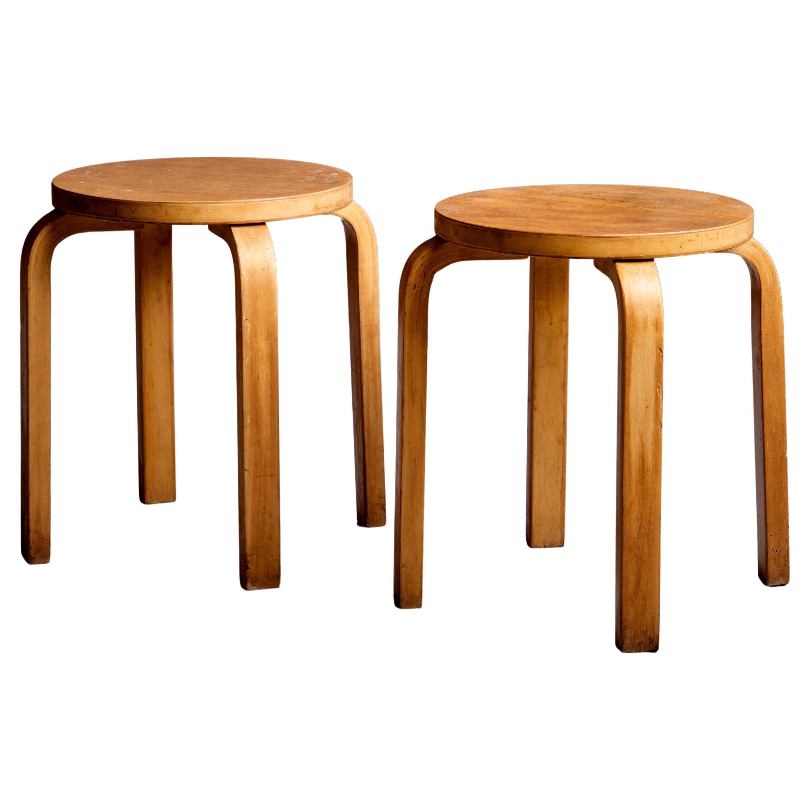 Set of 2 Early Alvar Aalto Stools, Finland, 1950's For Sale