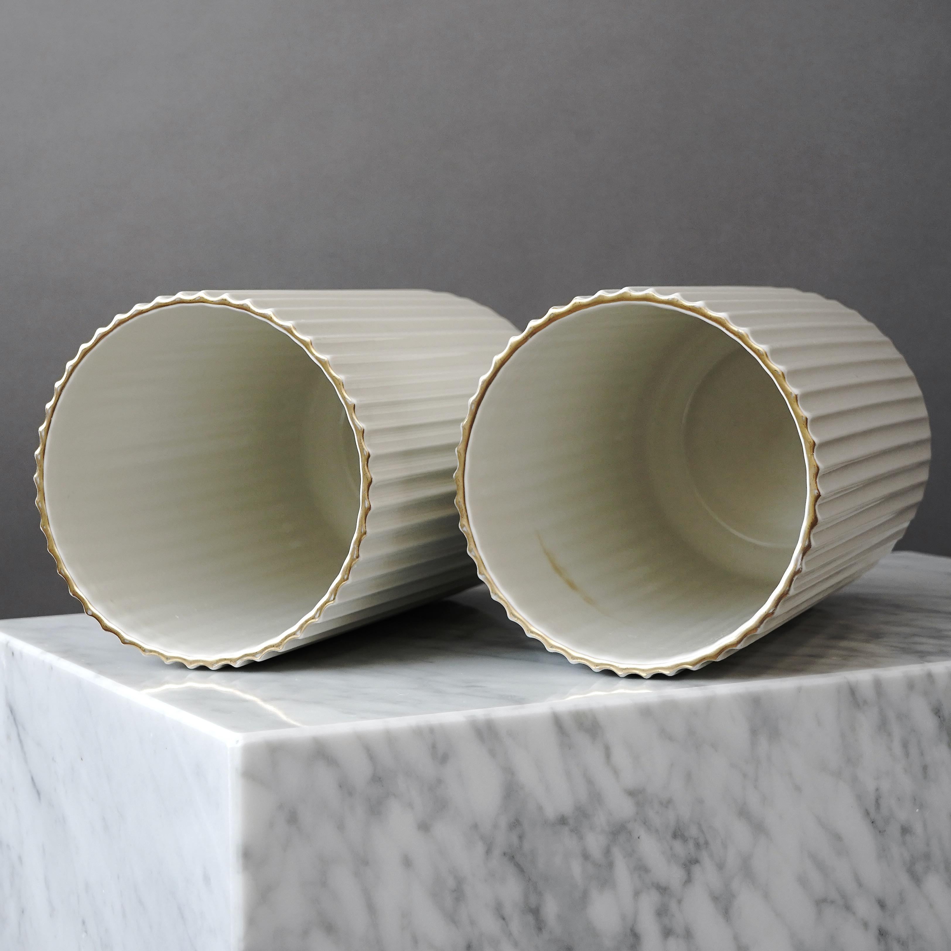 Ensemble de 2 vases en porcelaine Lyngby Porcelain à décor doré, 1936-1940, Danemark en vente 4