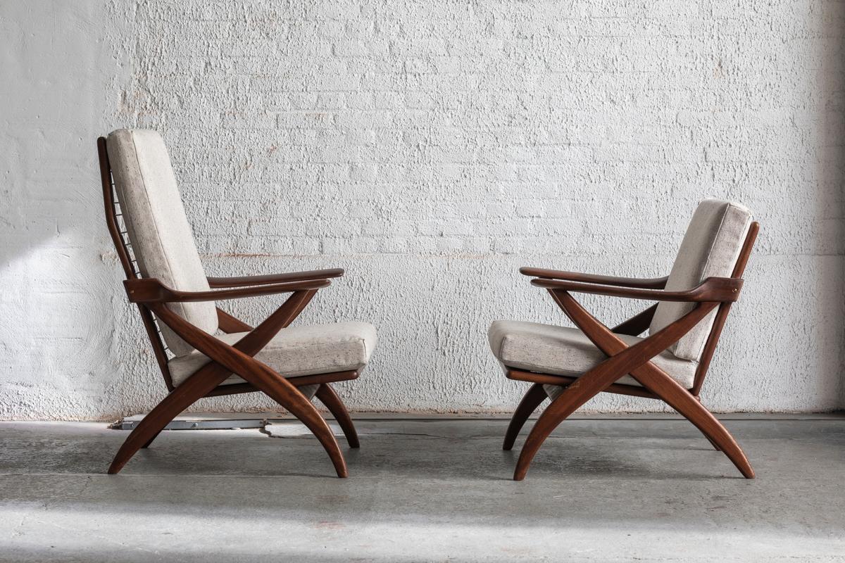 Mid-Century Modern Highback and Lowback Lounge Chair by Topform, Set of 2, Dutch design, 1960s