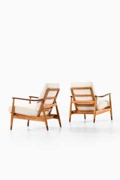 Set of 2 Easy Chairs in Beech and Fabric by Arne Vodder, 1950s