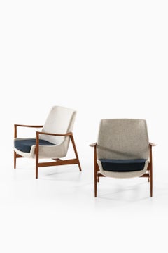 Ensemble de 2 fauteuils en laine et teck par Ib Kofod-Larsen, années 1950