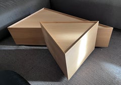 Set Of 2 Ecke Oak Coffee Tables by Hagar Abiri