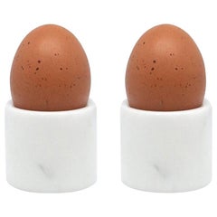 Handmade Set of 2 Egg Cups in White Carrara Marble