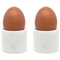 Set of 2 Egg Cups in White Marble