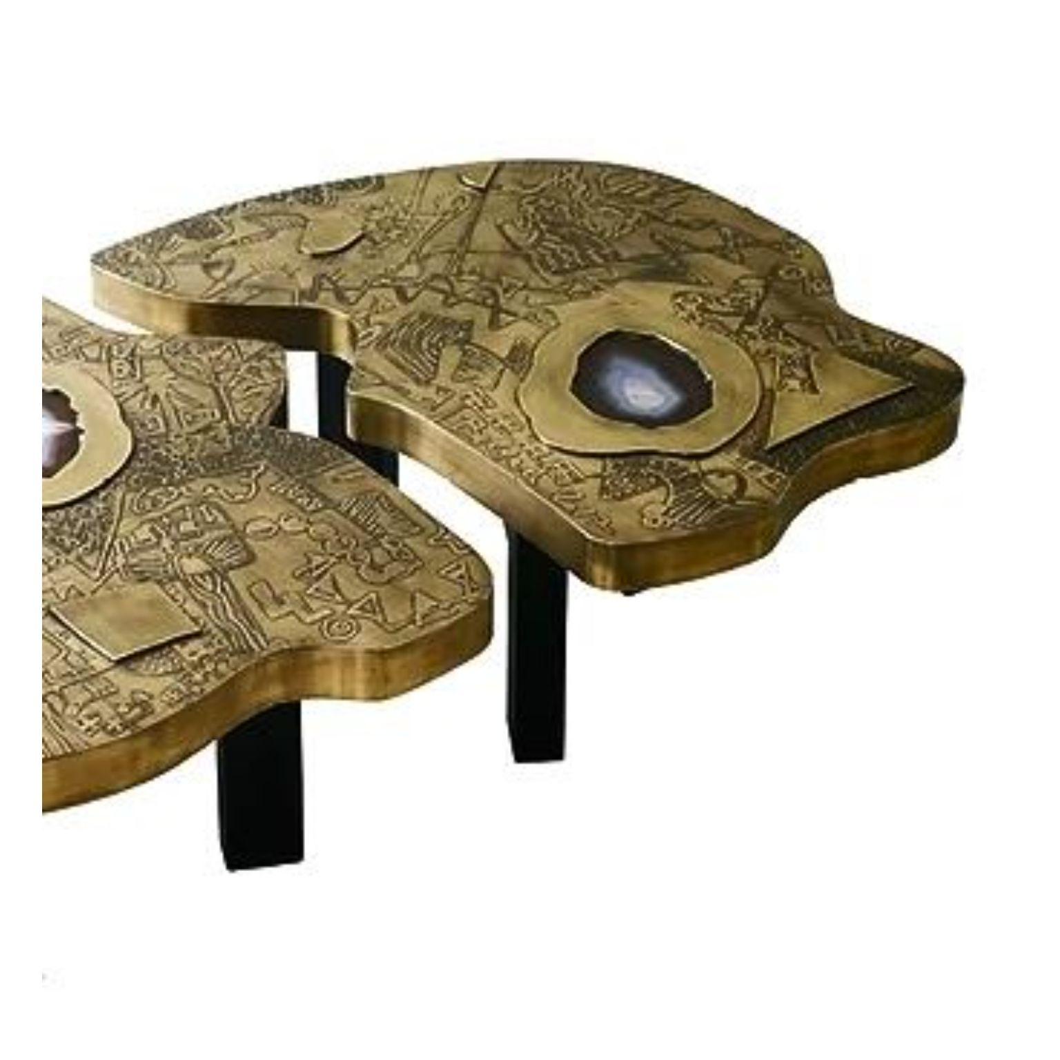 Modern Set Of 2 Eggs Brass Coffee Tables by Brutalist Be For Sale
