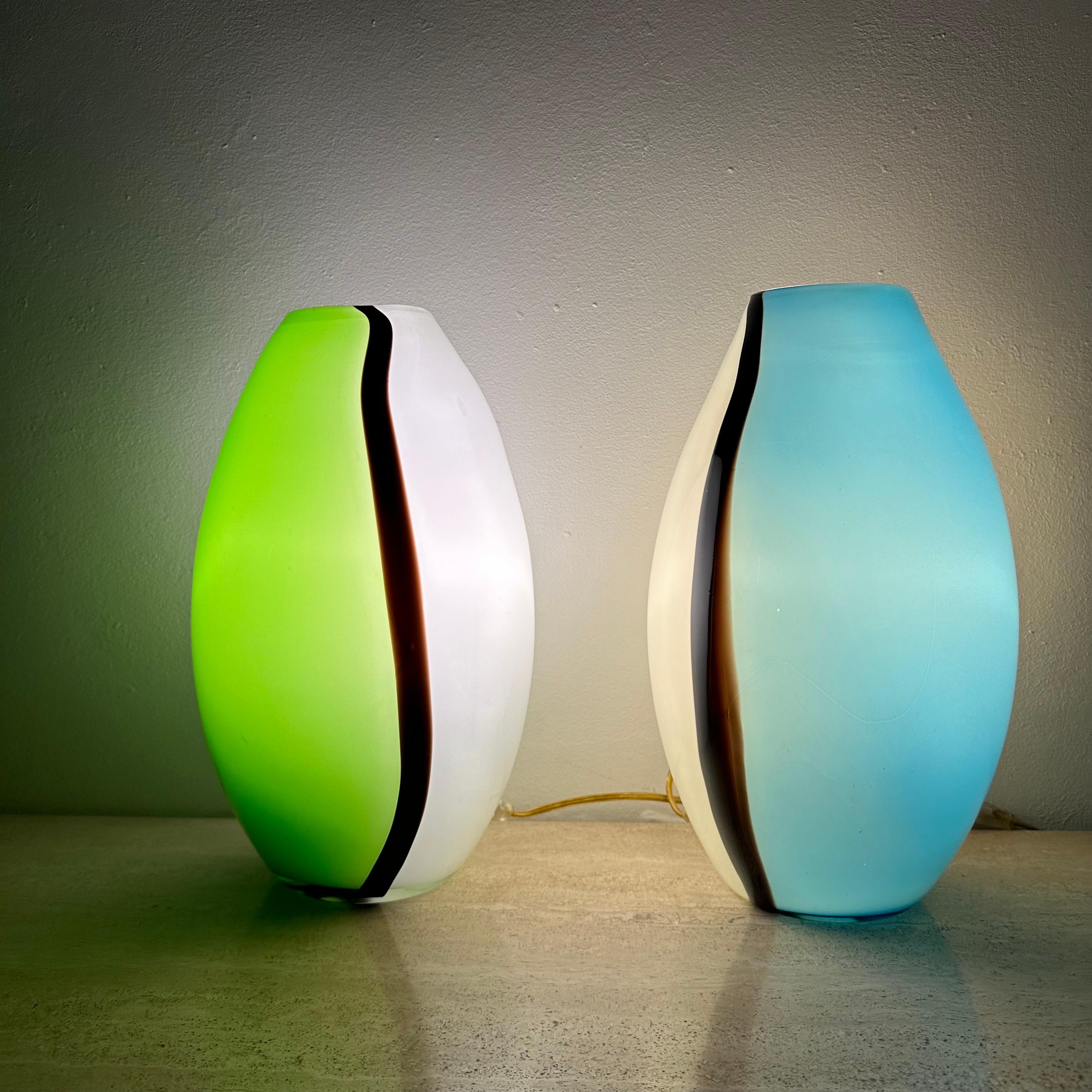 Set of 2 Eglo glass table lamps , 1990s 3