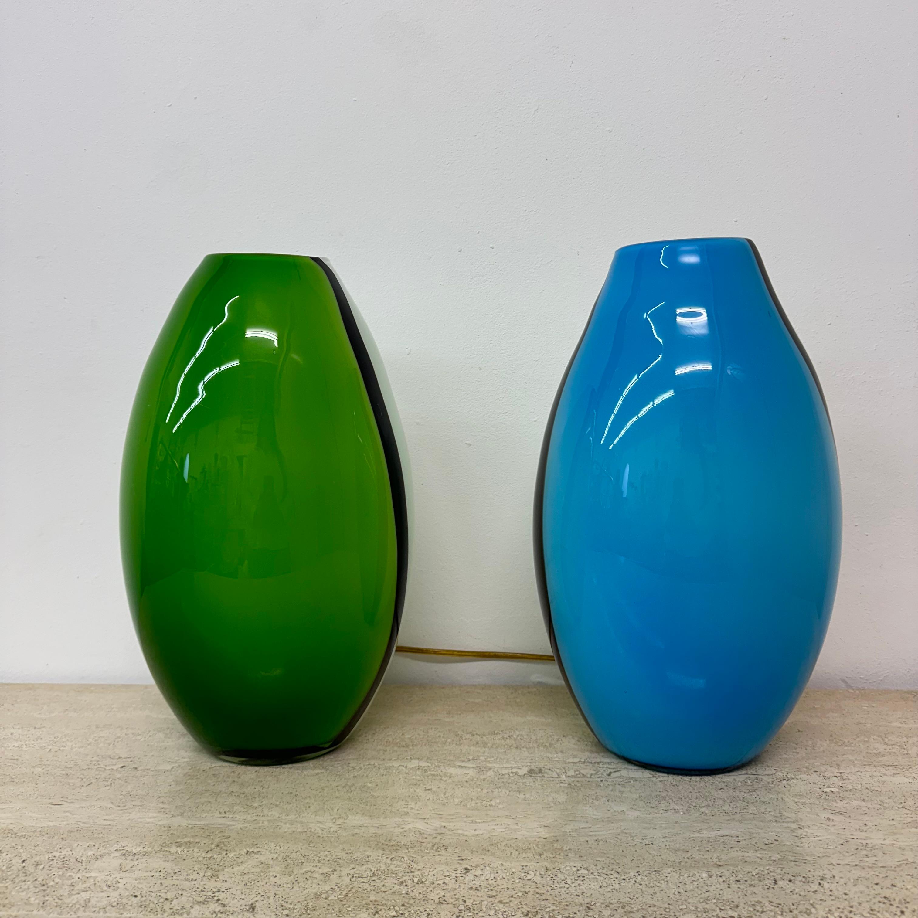 Set of 2 Eglo glass table lamps , 1990s 4