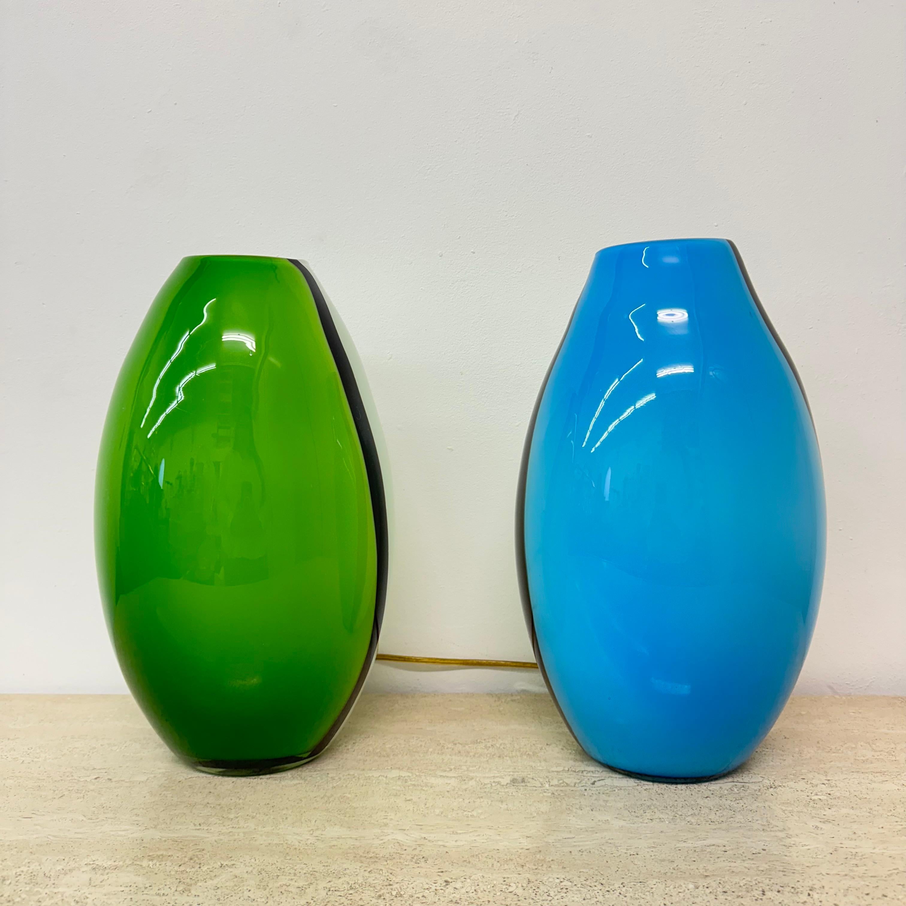 Set of 2 Eglo glass table lamps , 1990s 5