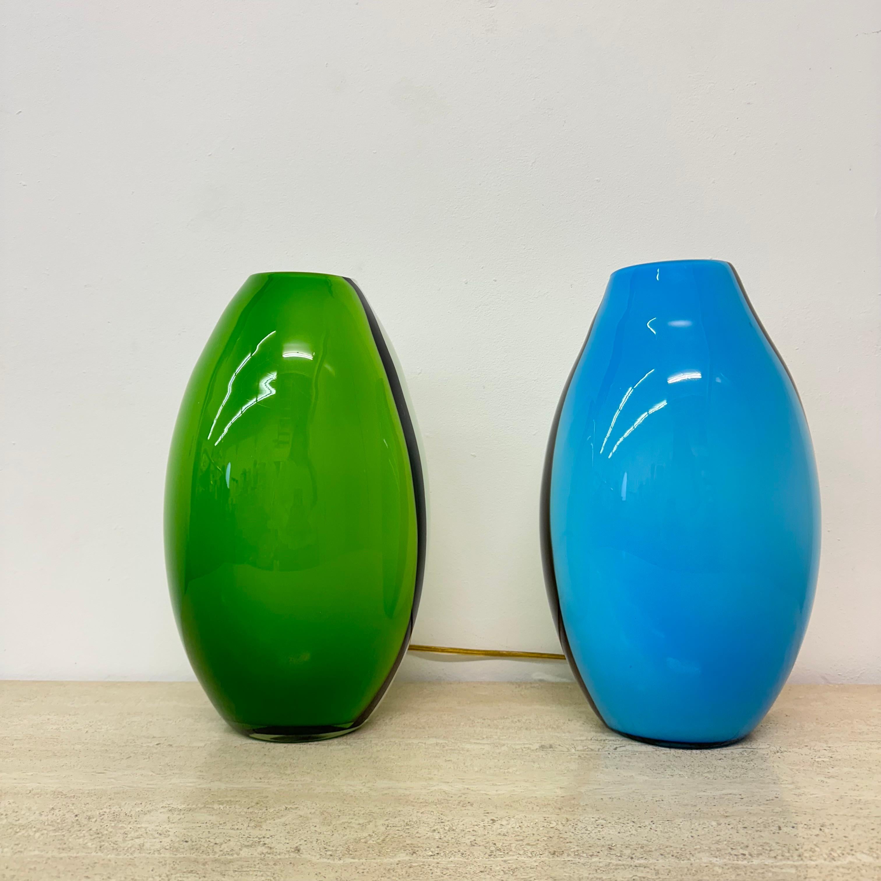 Set of 2 Eglo glass table lamps , 1990s 6