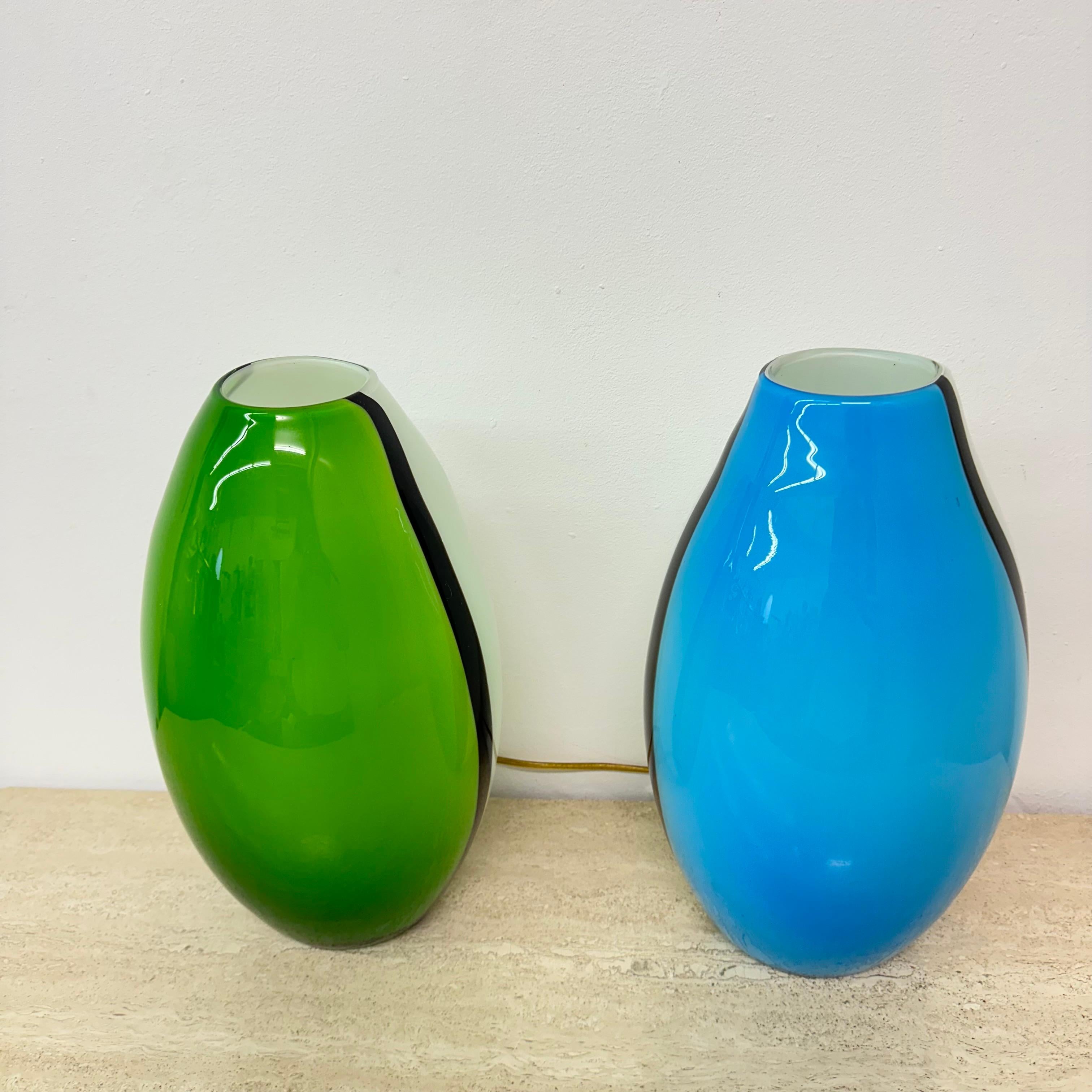 Set of 2 Eglo glass table lamps , 1990s 7