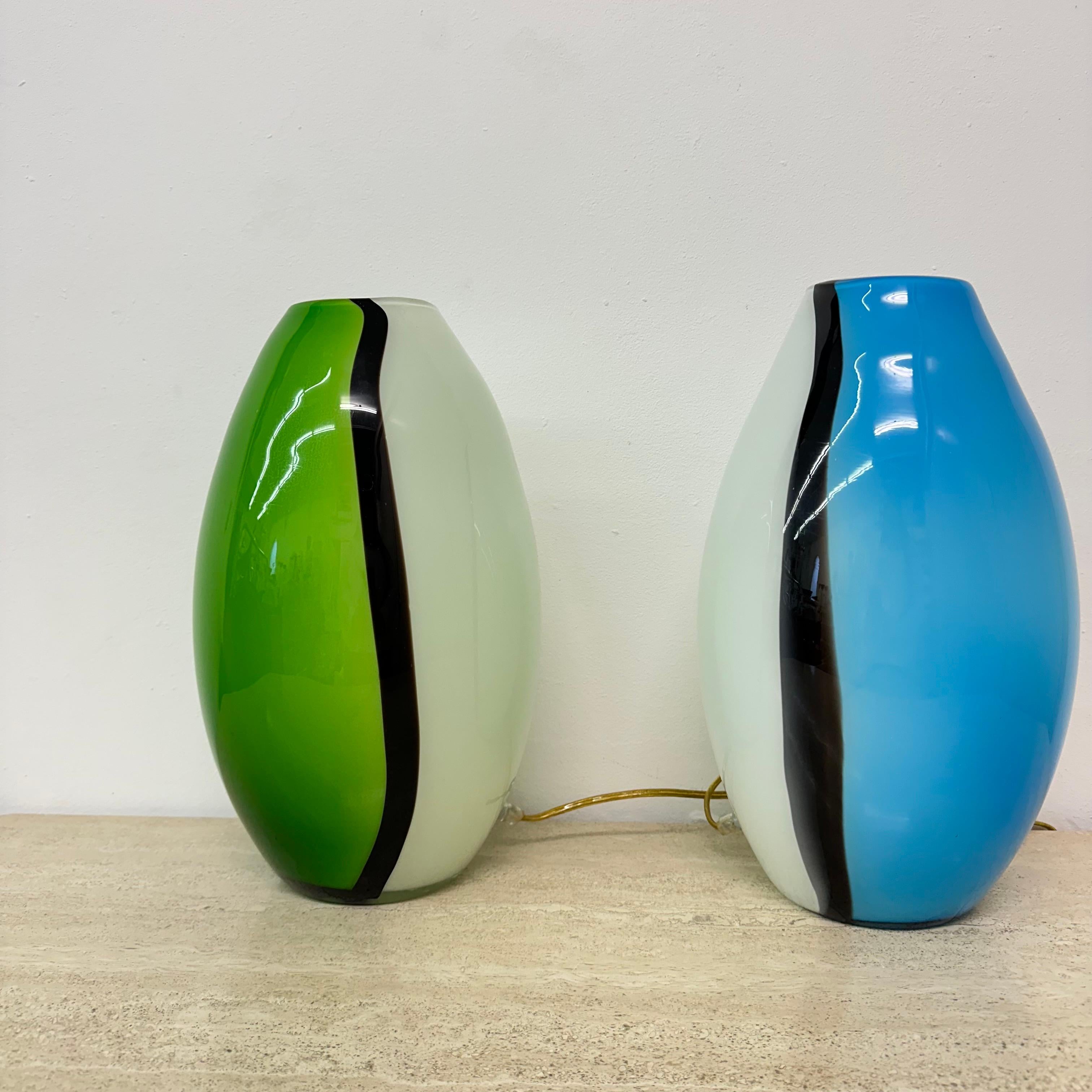 Set of 2 Eglo glass table lamps , 1990s 8