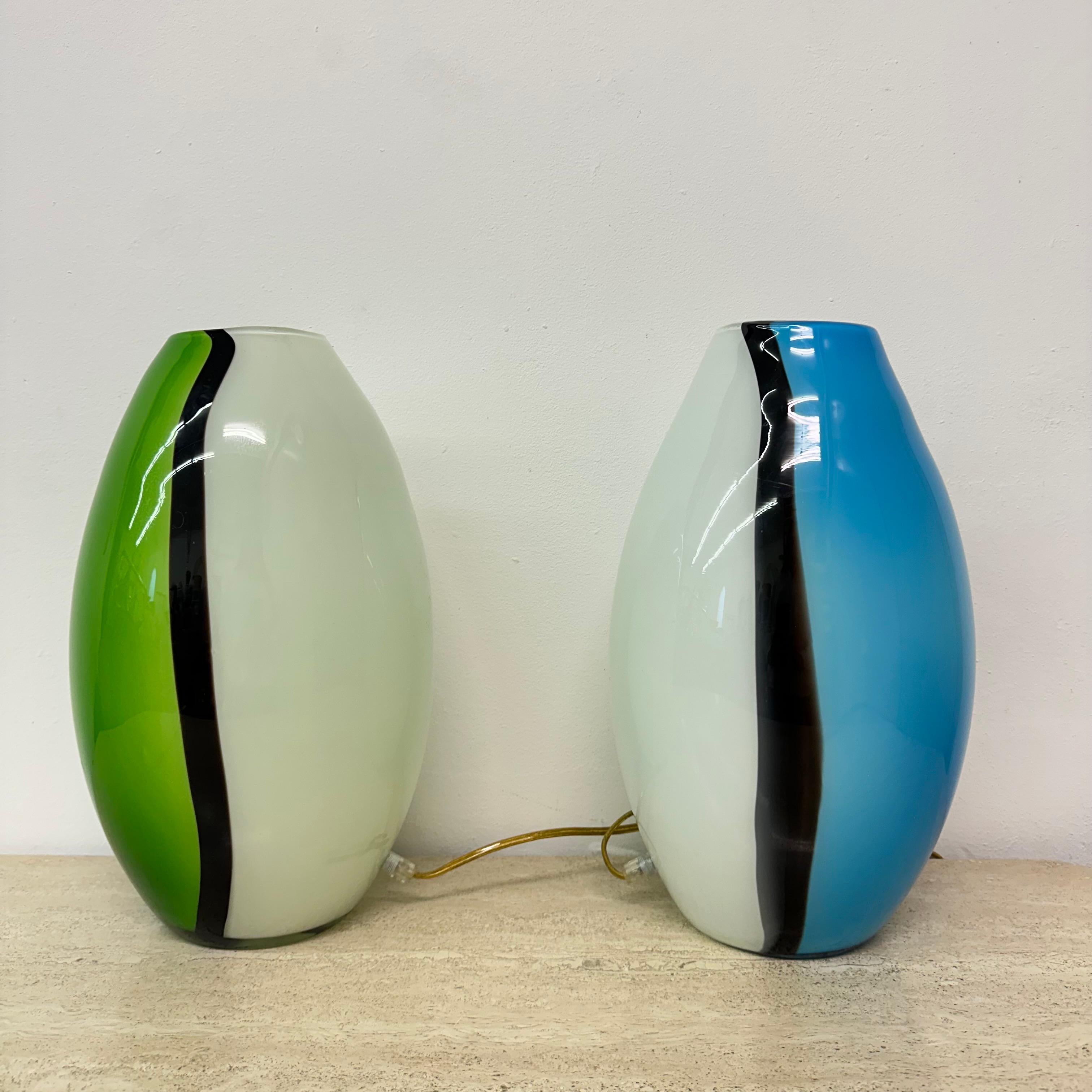 Set of 2 Eglo glass table lamps , 1990s 9