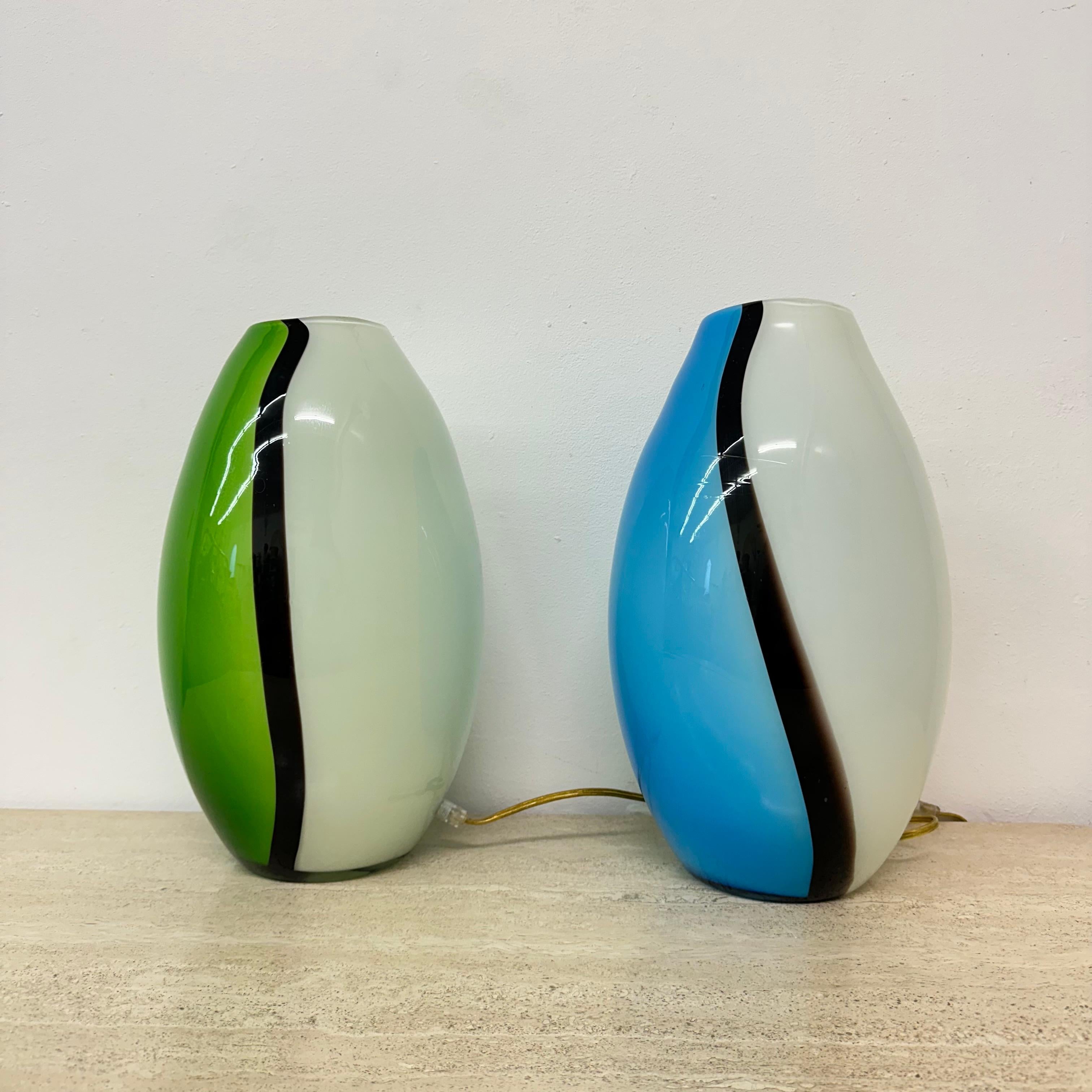 Set of 2 Eglo glass table lamps , 1990s 10