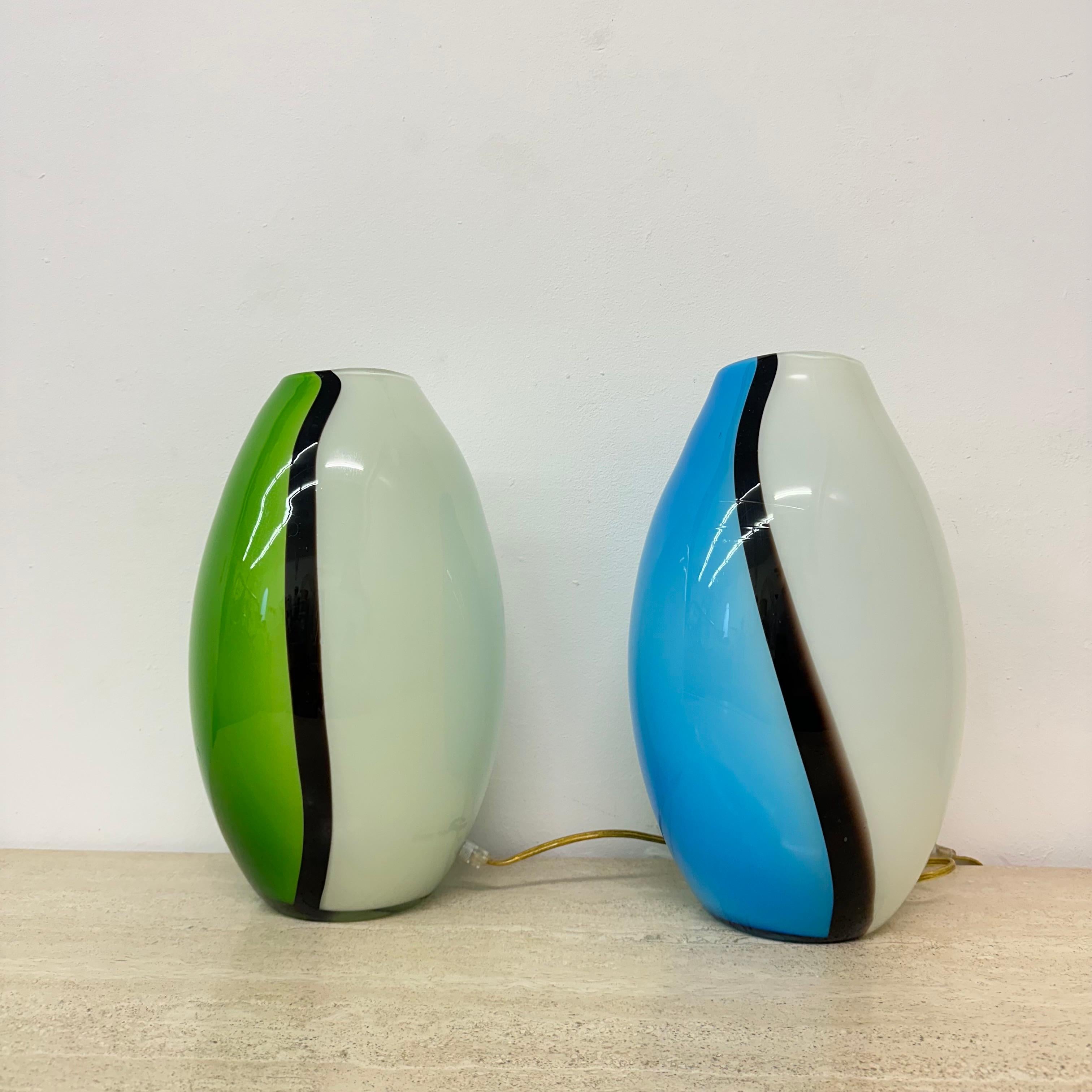 Set of 2 Eglo glass table lamps , 1990s 11