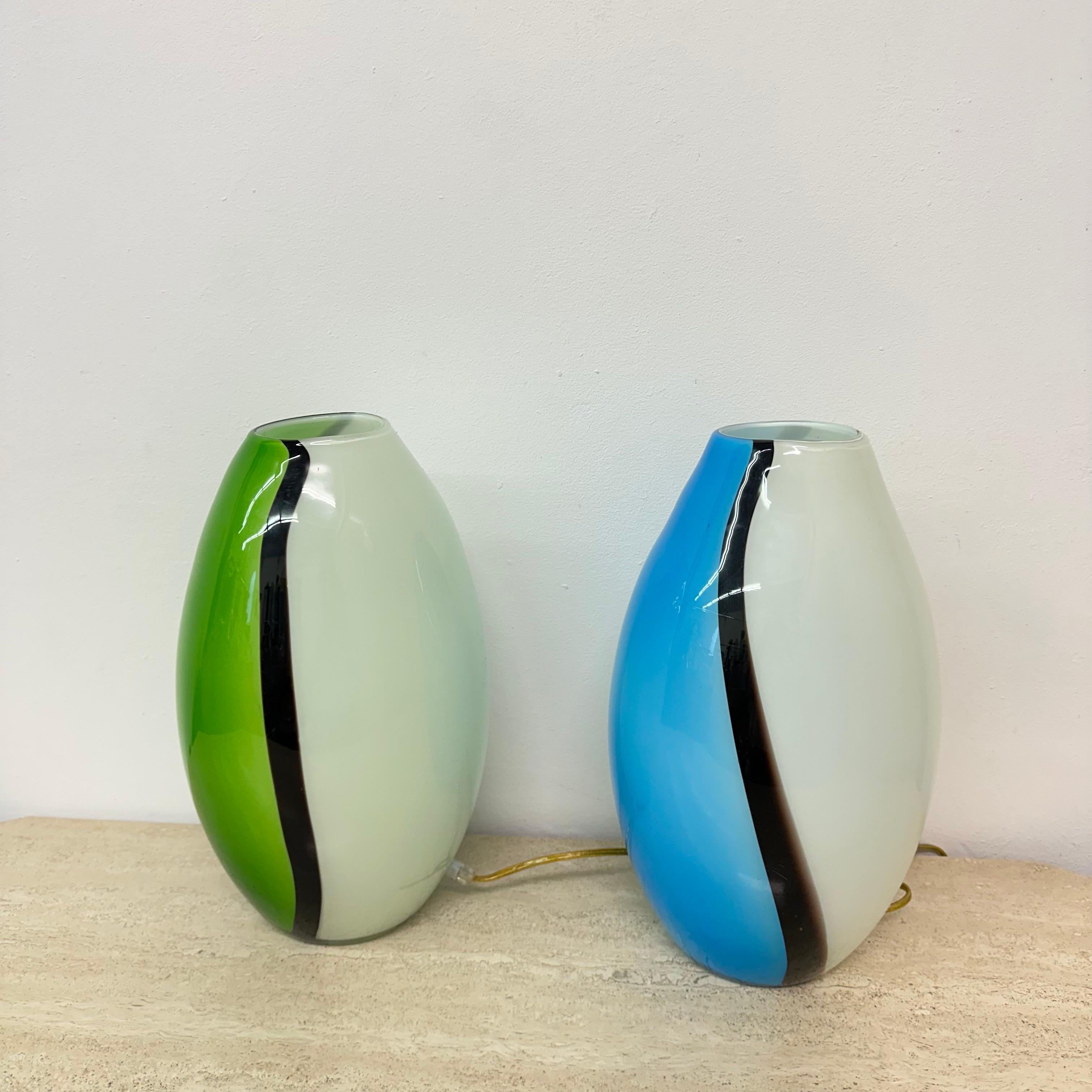 Set of 2 Eglo glass table lamps , 1990s 12