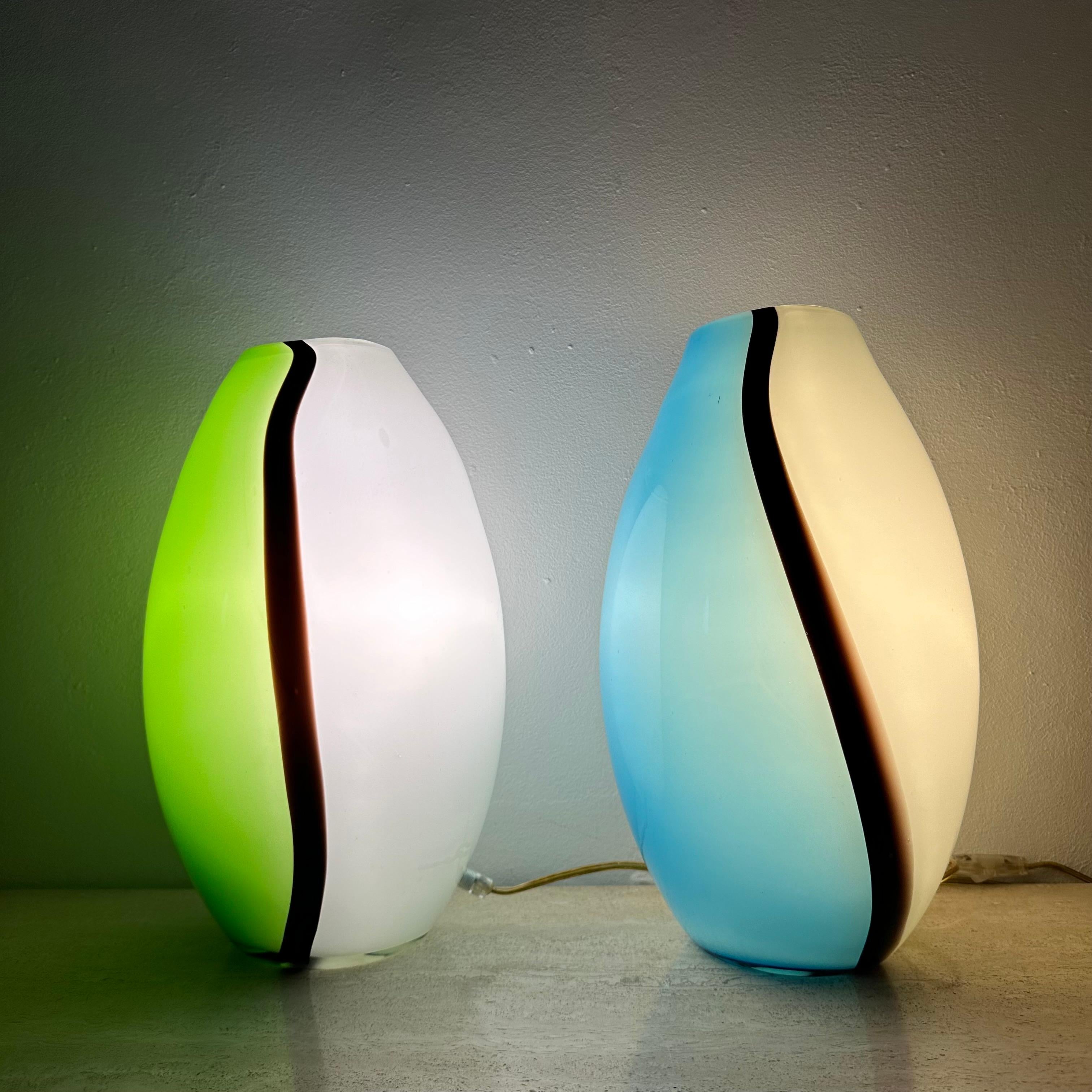 Mid-Century Modern Set of 2 Eglo glass table lamps , 1990s