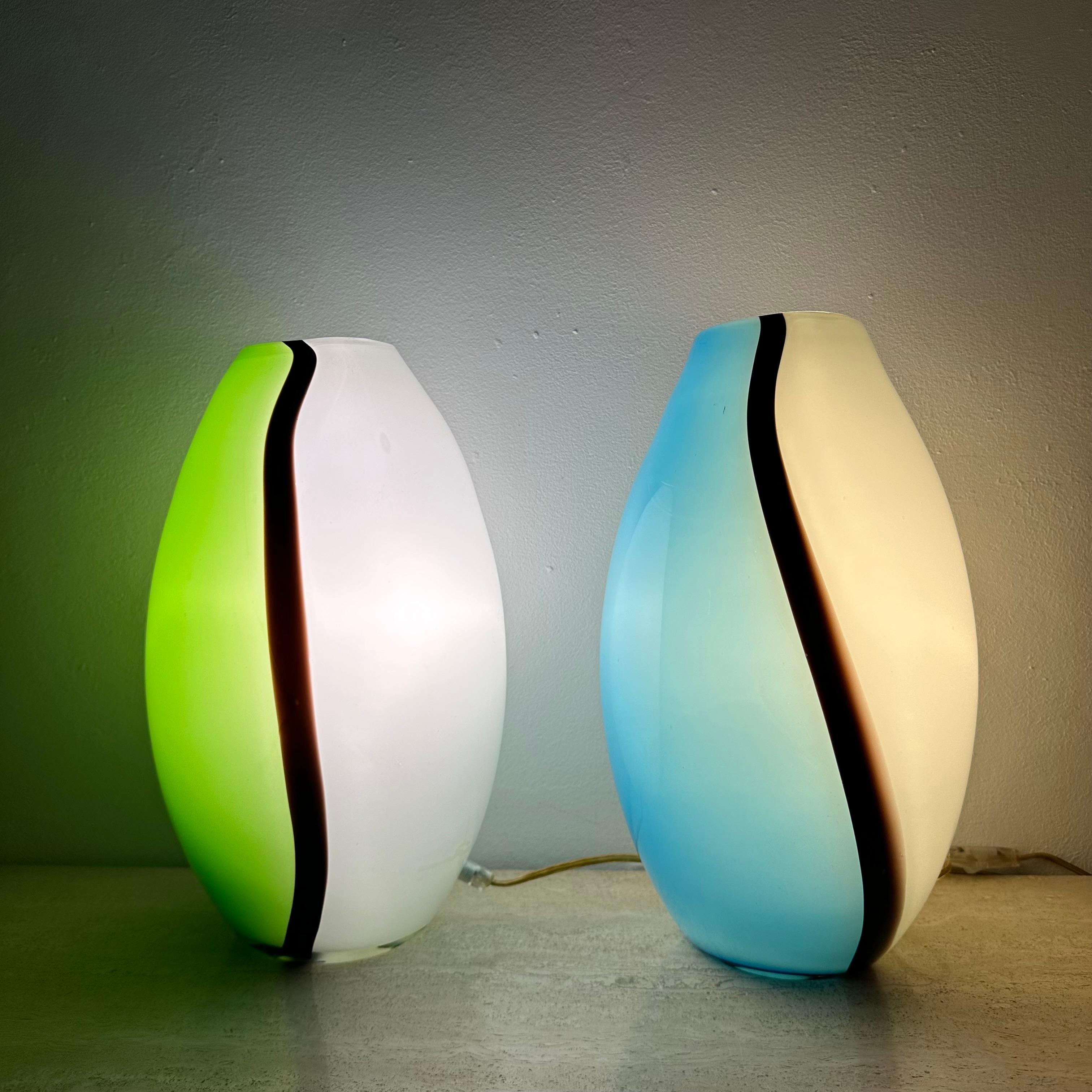 Glass Set of 2 Eglo glass table lamps , 1990s