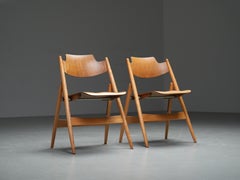 Set di 2 sedie Foldes di Egon Eiermann in Beeche e metallo, Germania, anni '50