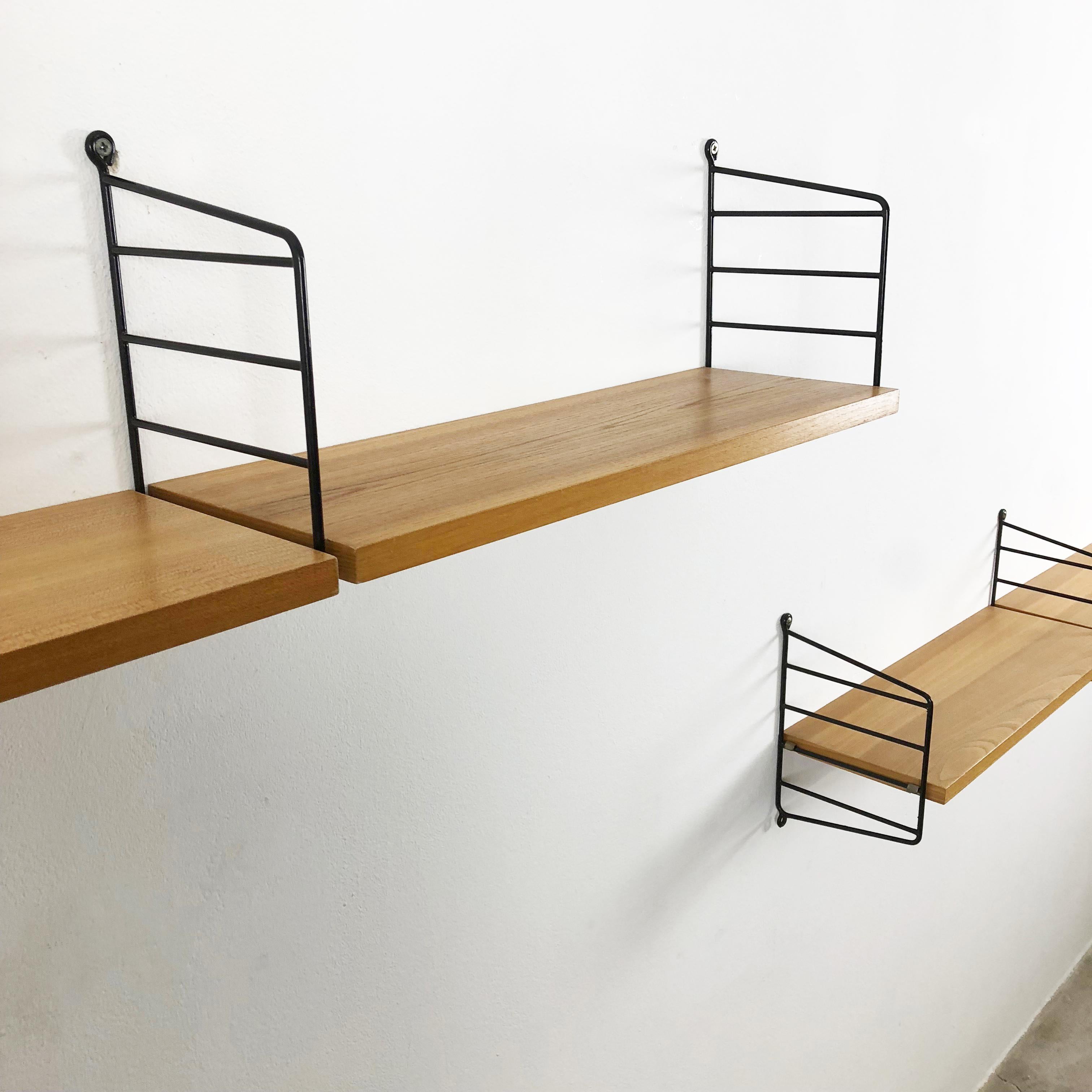 Set of 2 Elm String Wall Unit Nisse Strinning String Design Ab, Sweden, 1970s 5