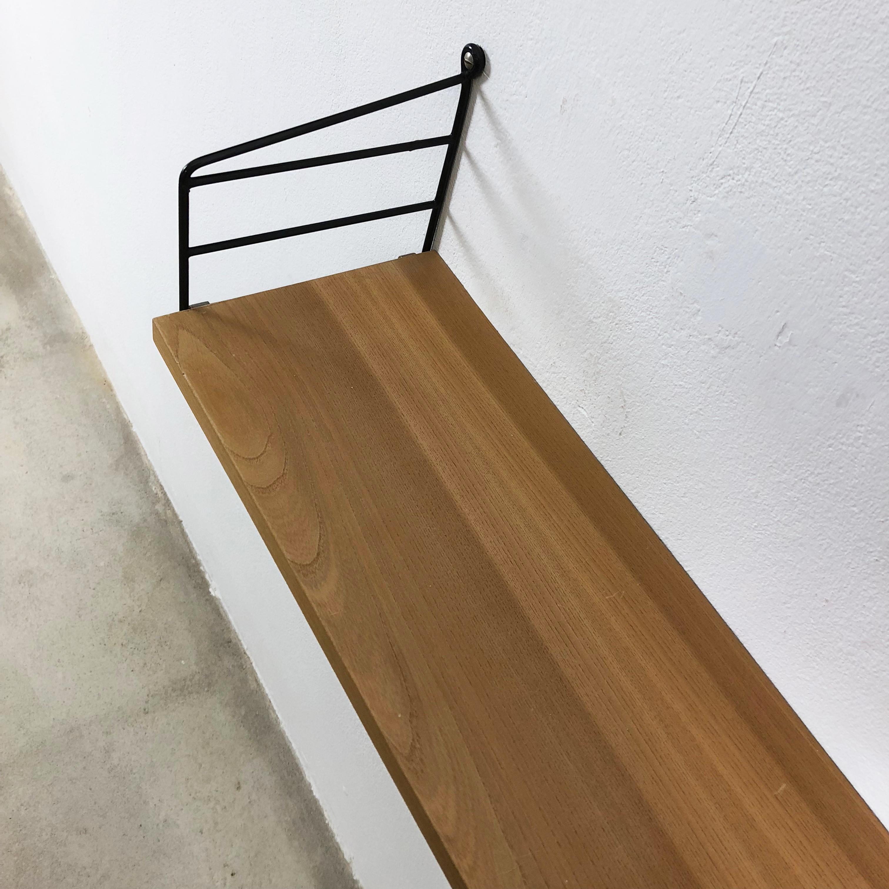 20th Century Set of 2 Elm String Wall Unit Nisse Strinning String Design Ab, Sweden, 1970s