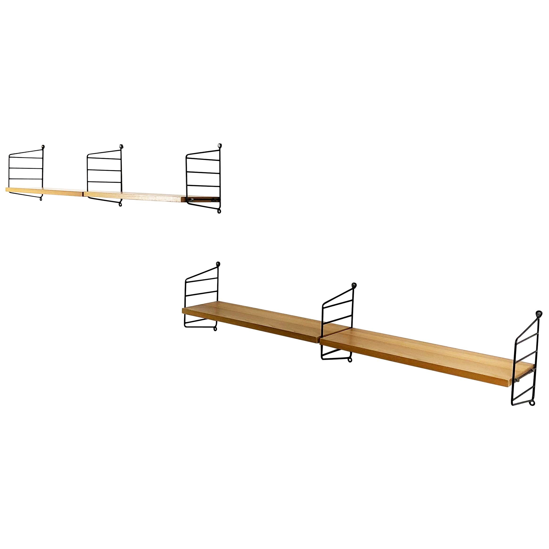 Set of 2 Elm String Wall Unit Nisse Strinning String Design Ab, Sweden, 1970s