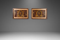 Set of 2 Embossed Leather Pre-Columbian Art by Angel Pazmino, Ecuador, c. 1960s