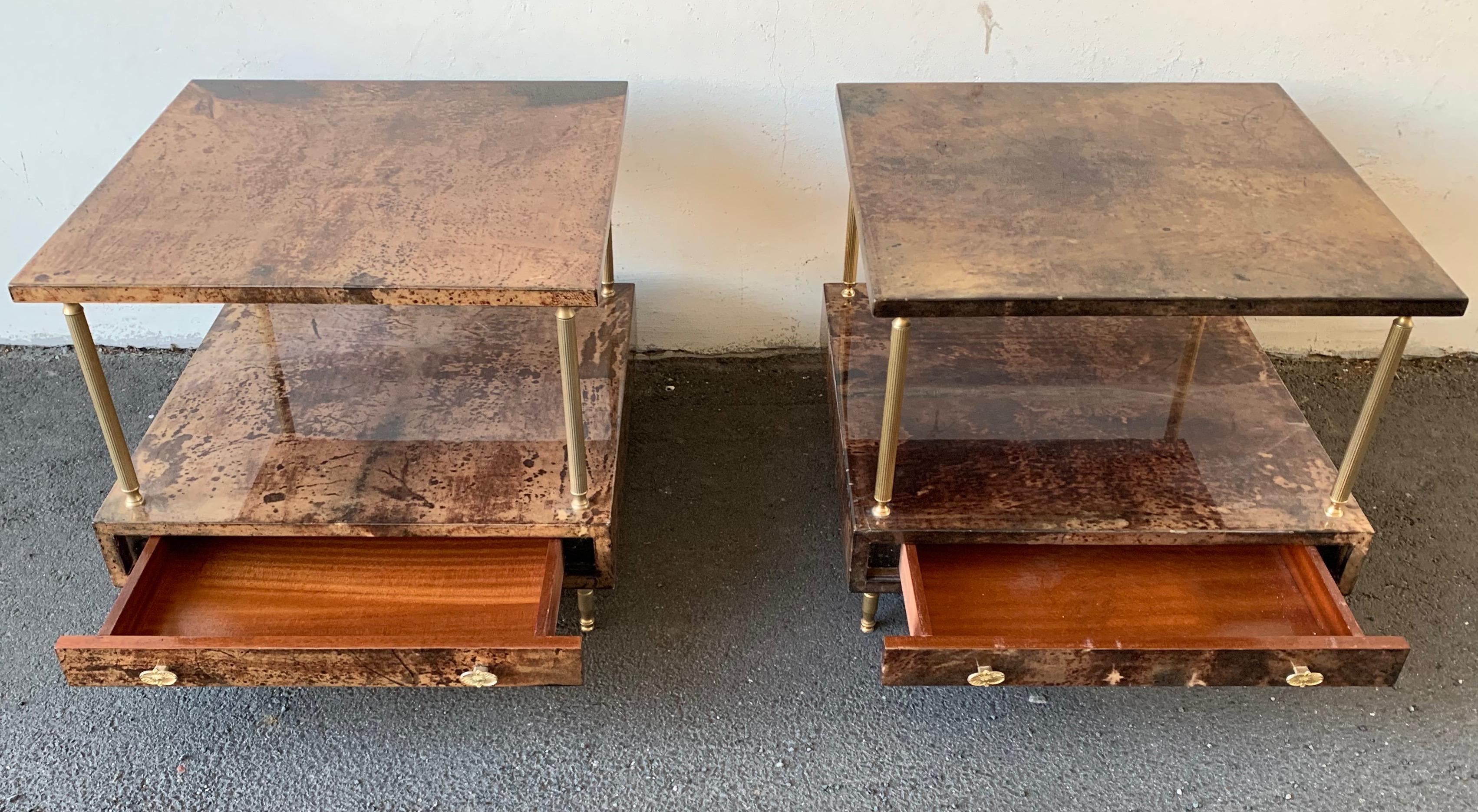 Set of 2 End or Coffee Tables by Aldo Tura For Sale 2