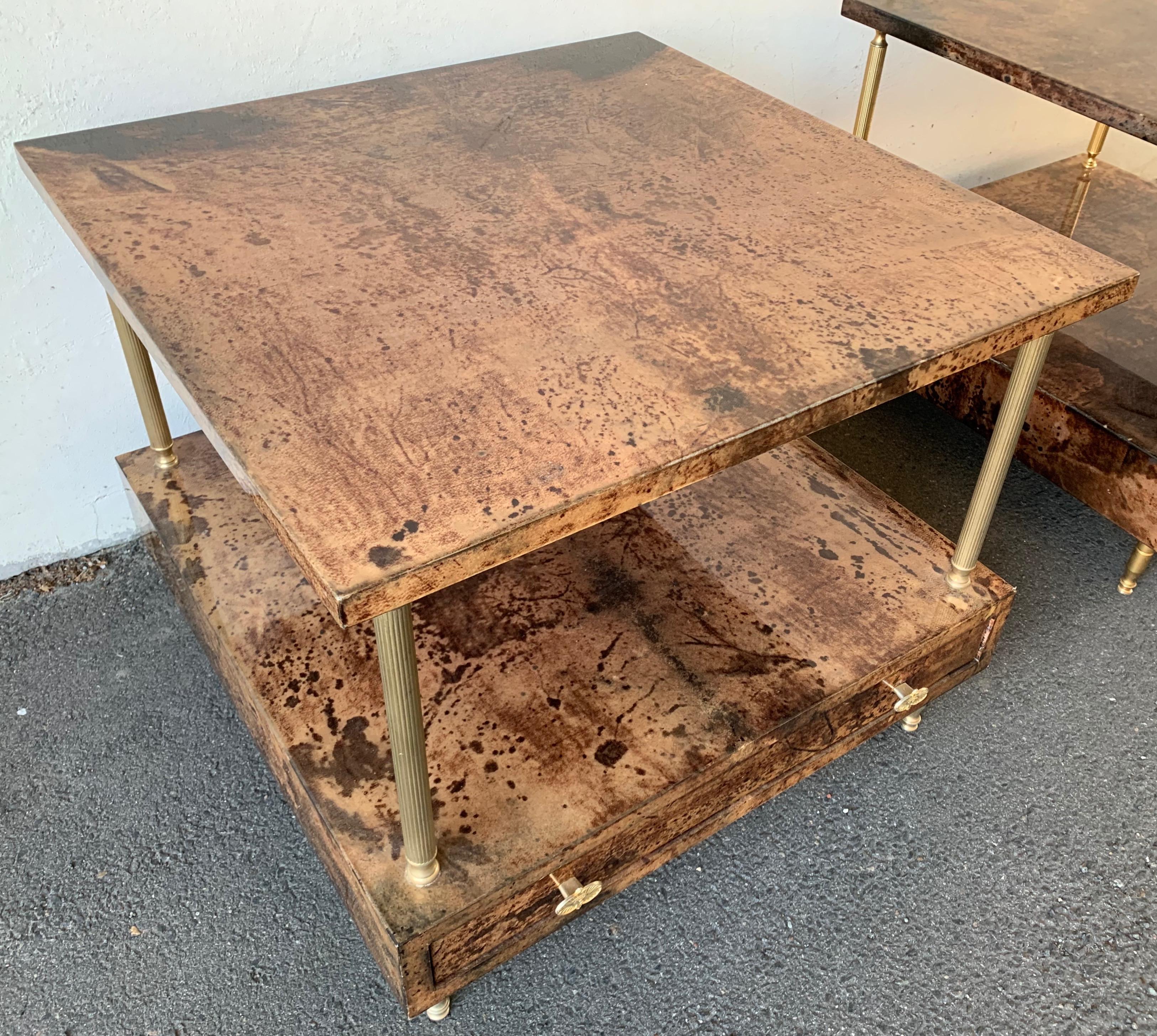 Set of 2 End or Coffee Tables by Aldo Tura For Sale 5