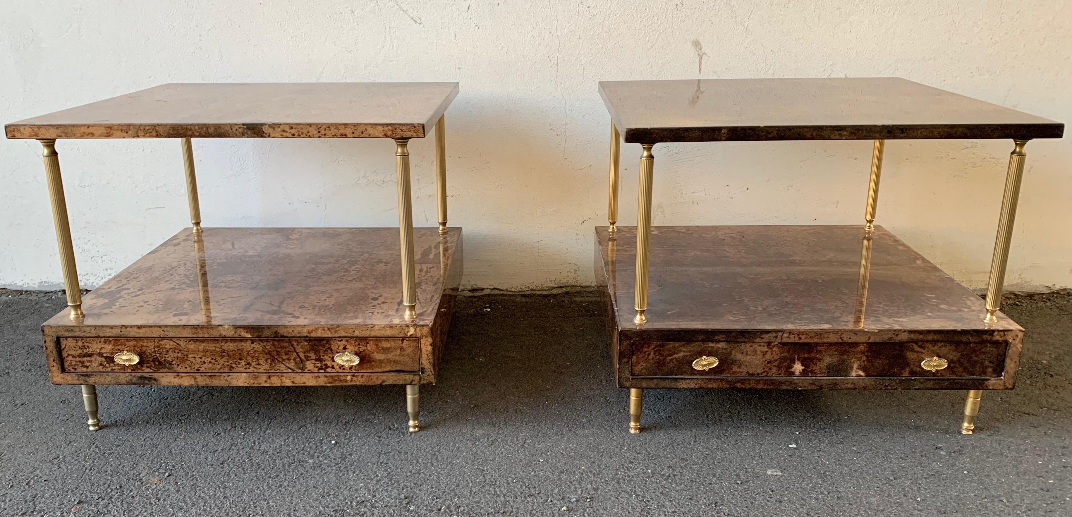 Set of 2 End or Coffee Tables by Aldo Tura For Sale 6