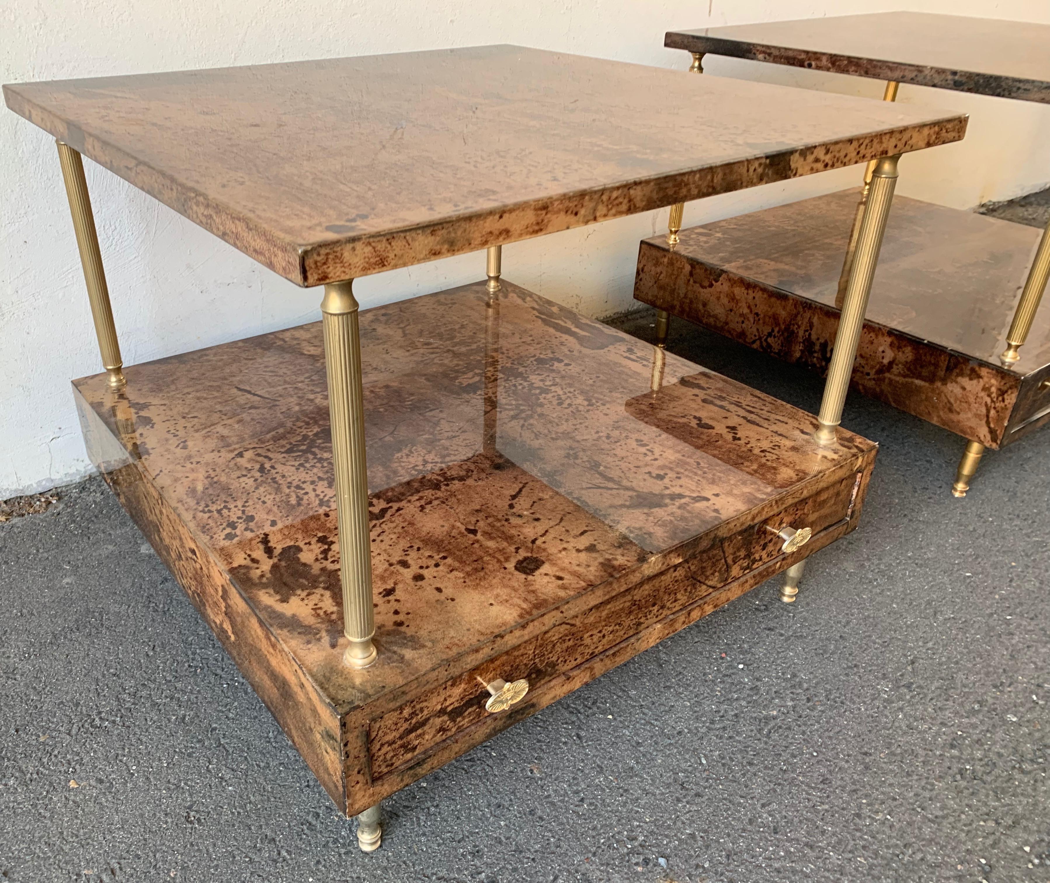Set of 2 End or Coffee Tables by Aldo Tura In Good Condition For Sale In Munich, DE