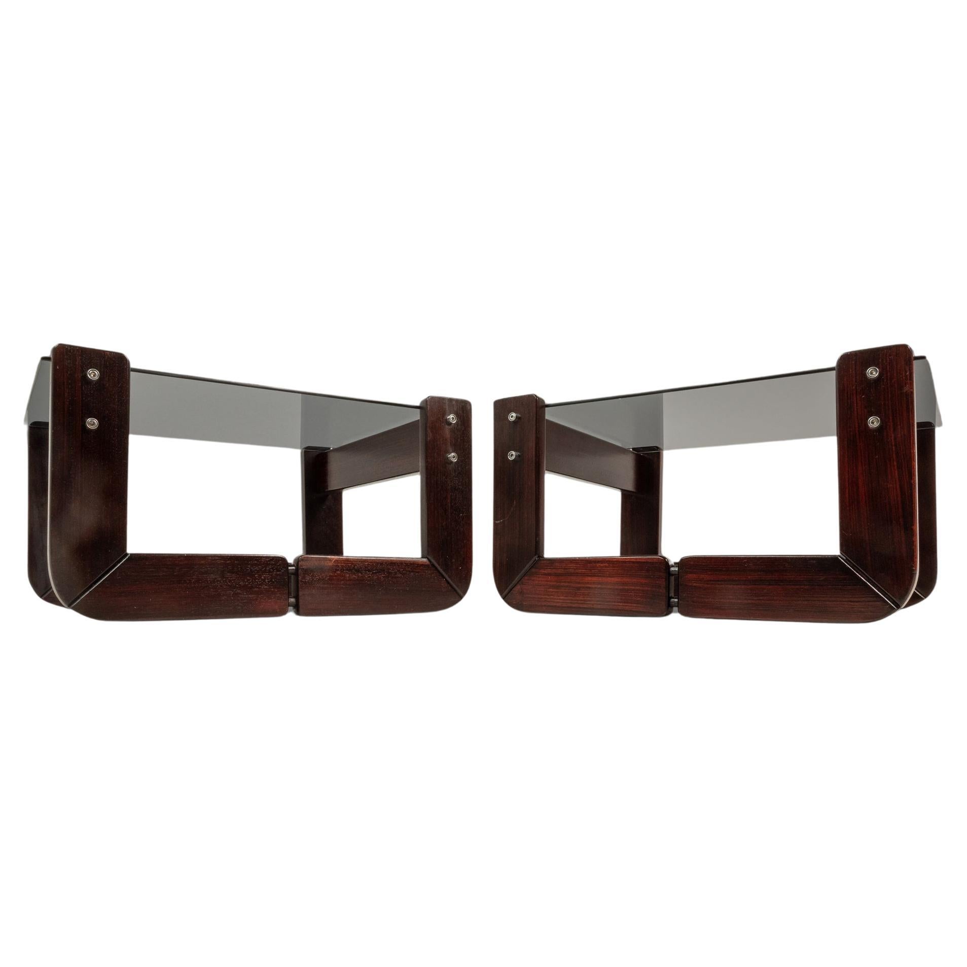 Ensemble de 2 tables d'appoint avec plateaux en verre fumé par Percival Lafer, Brésil, c. années 1970 en vente