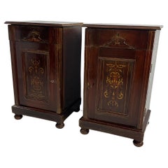 Ensemble de 2 tables de chevet édouardiennes anglaises avec incrustations, années 1930