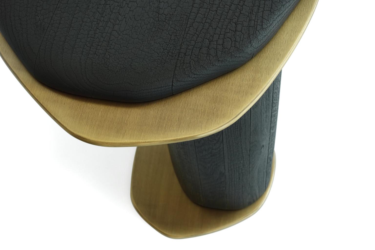 Britannico Set di 2 tavolini Epicure XIII Shou Sugi Ban in Oak e ottone di Grzegorz Majka in vendita