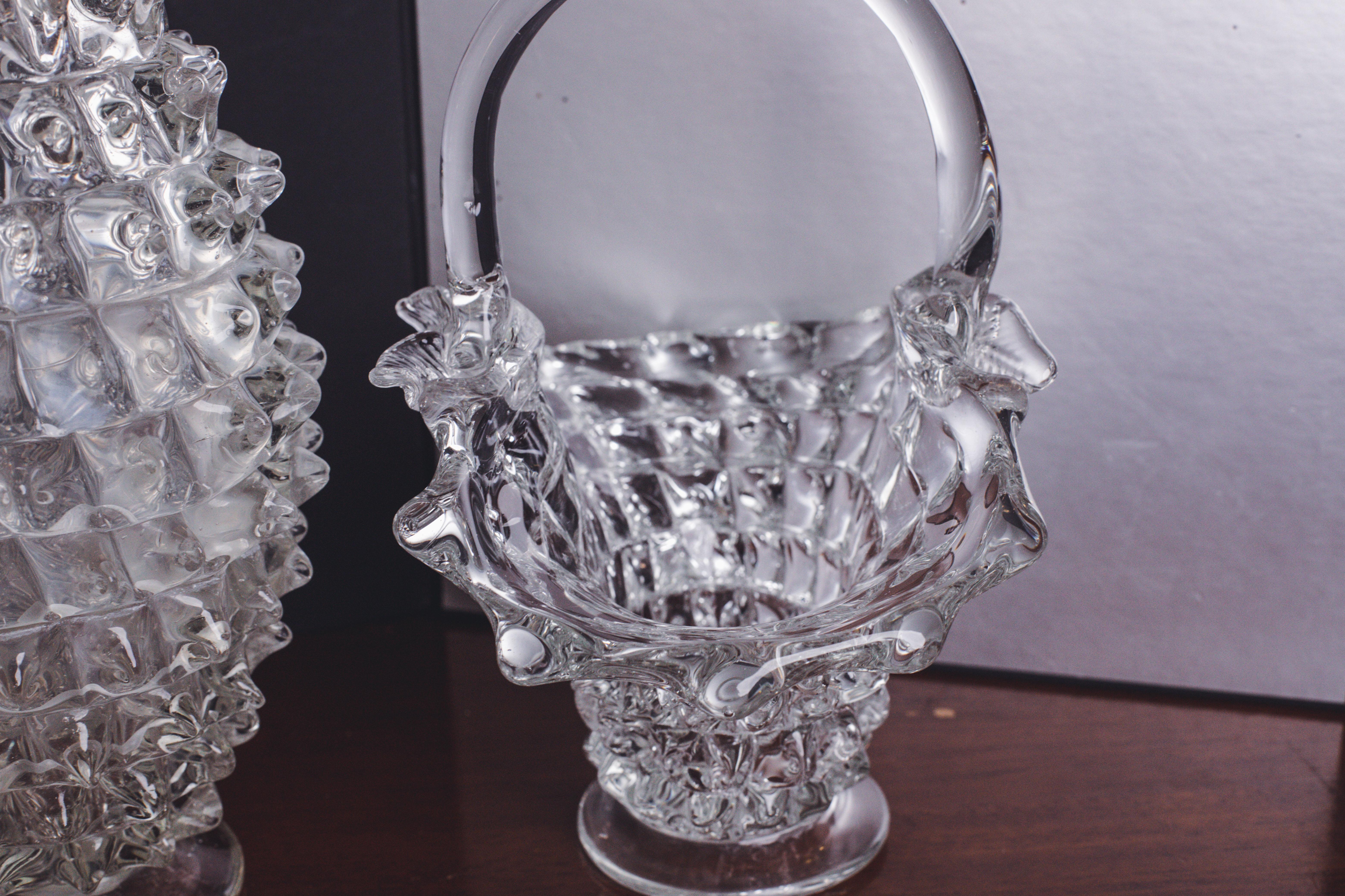 Set of 2 Ercole Barovier Rostrato Murano Italian Glass Vase for Barovier & Toso For Sale 2
