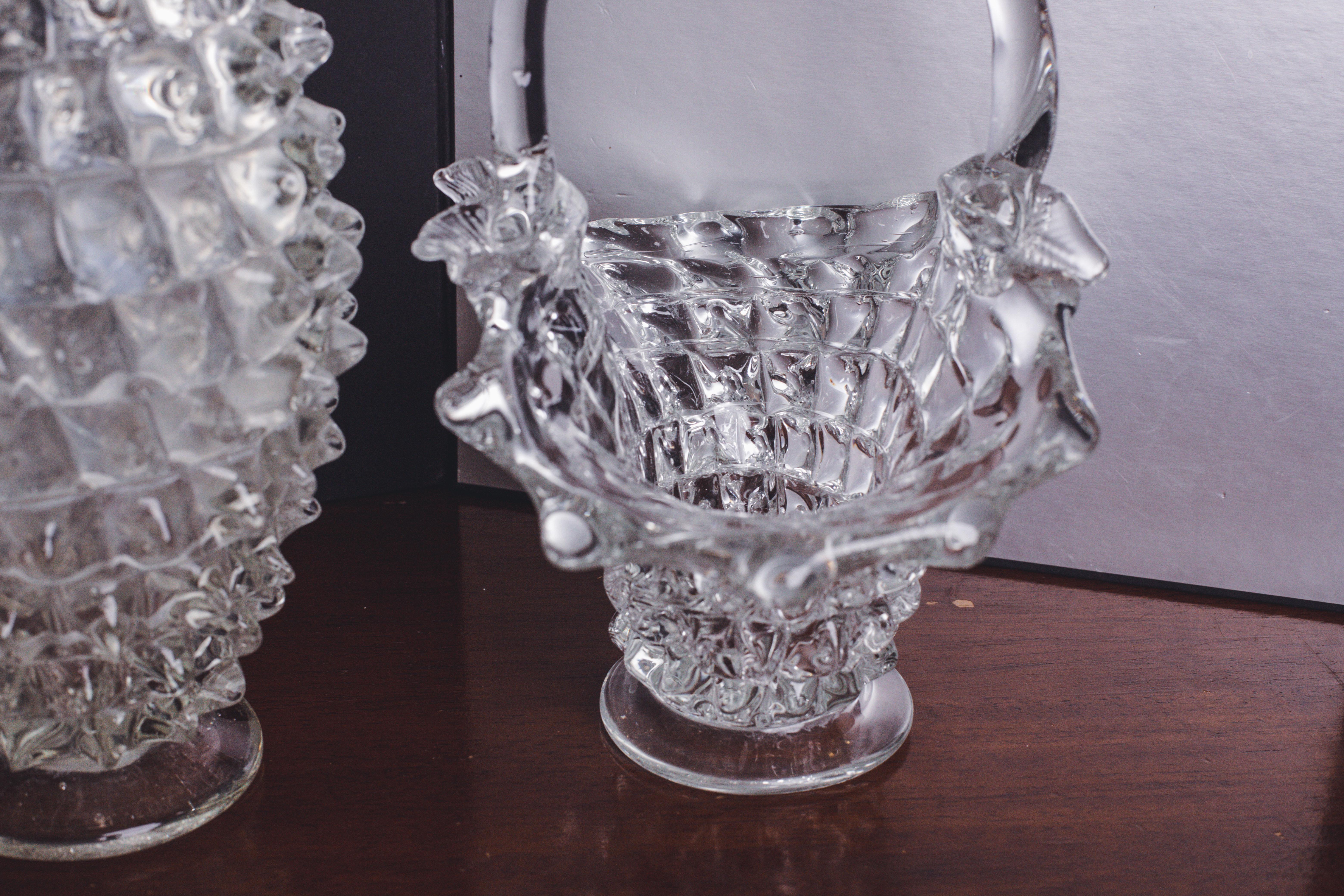 Set of 2 Ercole Barovier Rostrato Murano Italian Glass Vase for Barovier & Toso For Sale 3