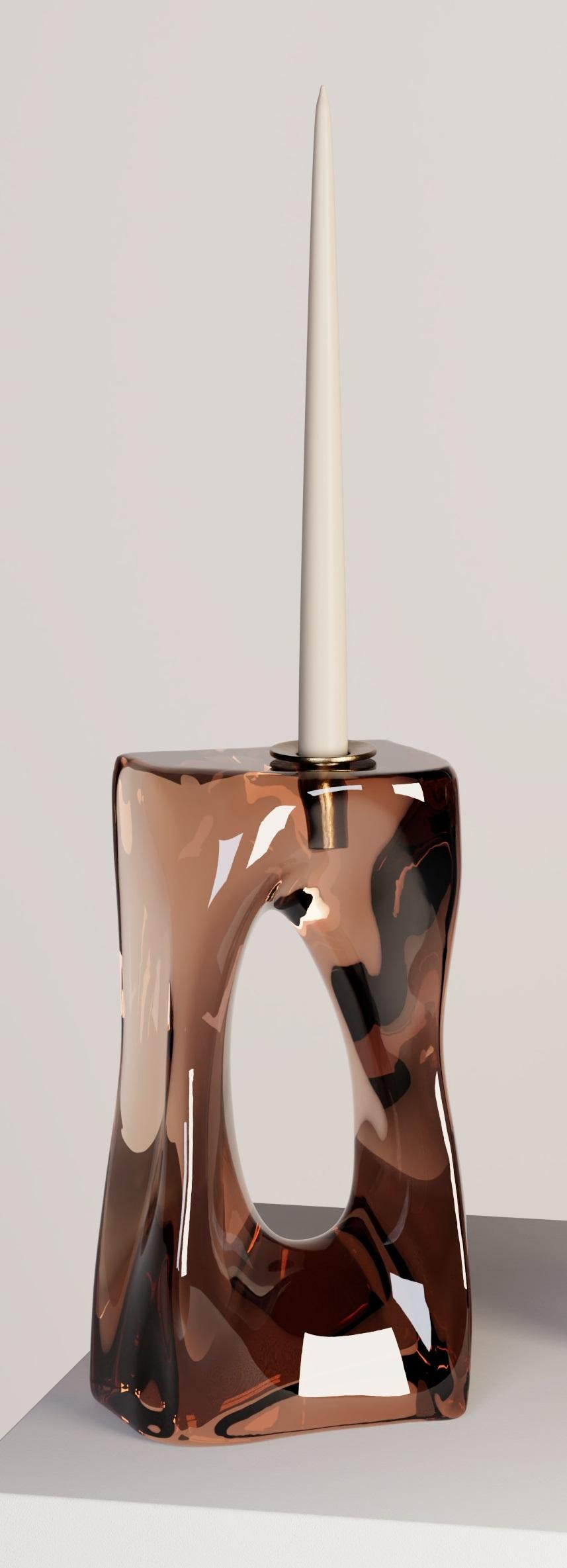 Post-Modern Set Of 2 Eroded Resin Candlesticks by Three One Four Studio For Sale