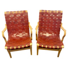 Ensemble de 2 chaises Eva-Chairs avec girthes en cuir de Bruno Mathsson