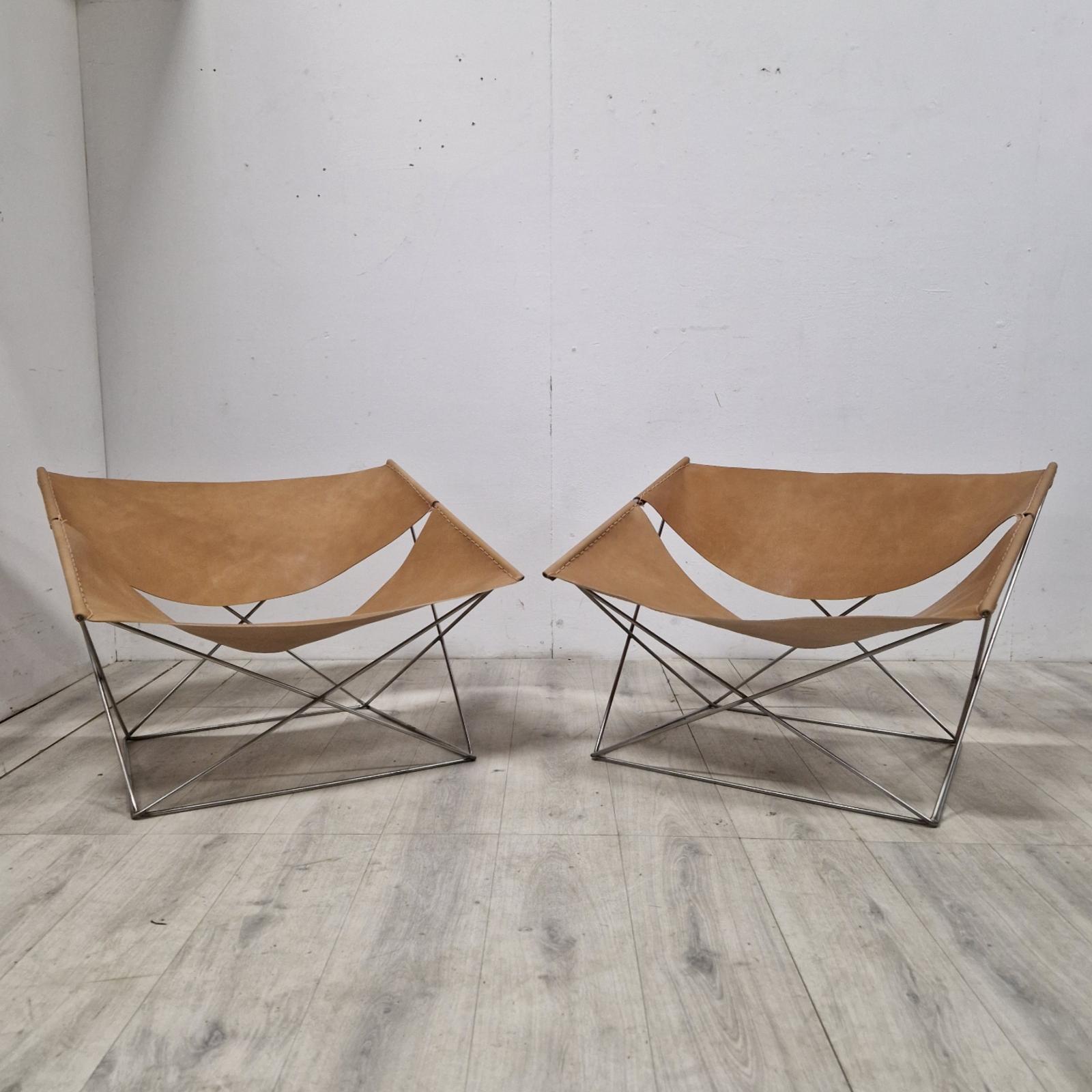 Set of 2 F-675 lounge chairs by Pierre Paulin for Artifort, Netherlands 1960s 6