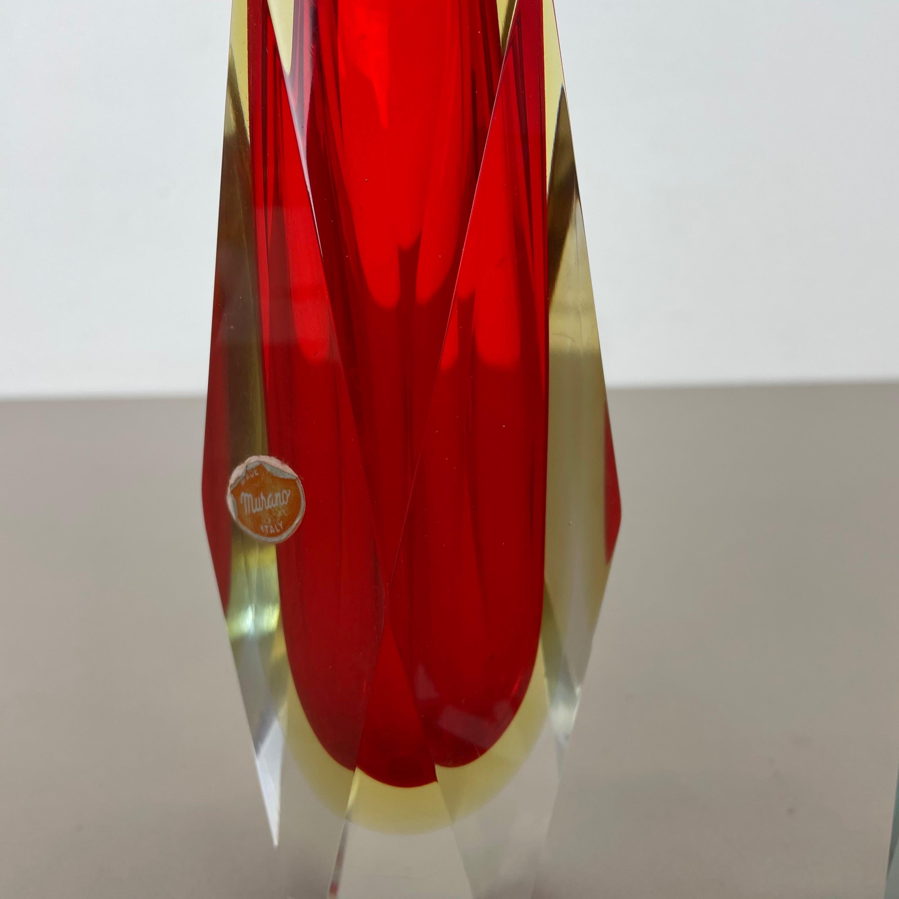 Satz von 2 Vasen aus facettiertem Murano Glass Sommerso Entworfen von Flavio Poli Italien, 1970er Jahre im Angebot 4