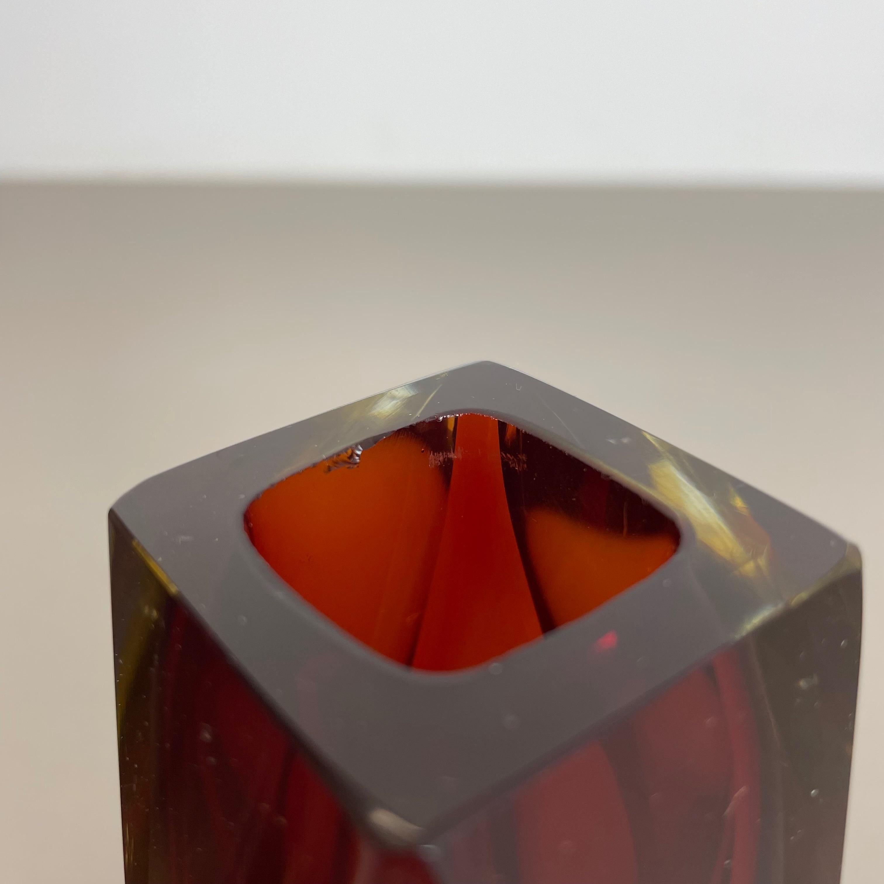 Set of 2 Faceted Murano Glass Sommerso Vase Designed by Flavio Poli Italy, 1970s For Sale 6