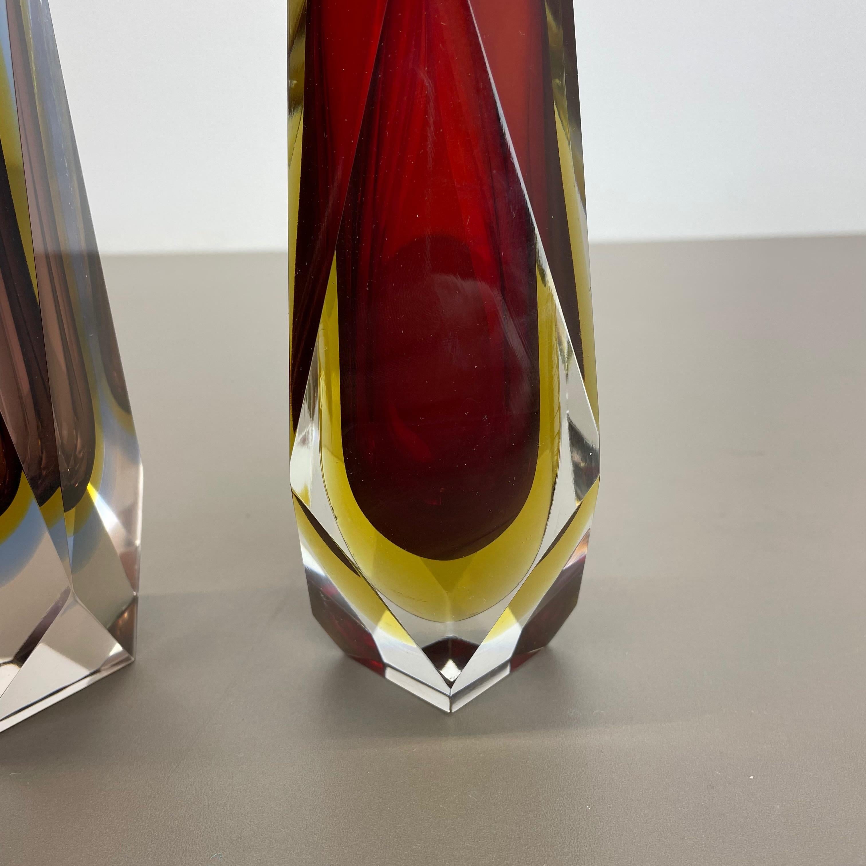 2er-Set facettierte Sommerso-Vase aus Muranoglas, entworfen von Flavio Poli Italien, 1970er Jahre im Angebot 9