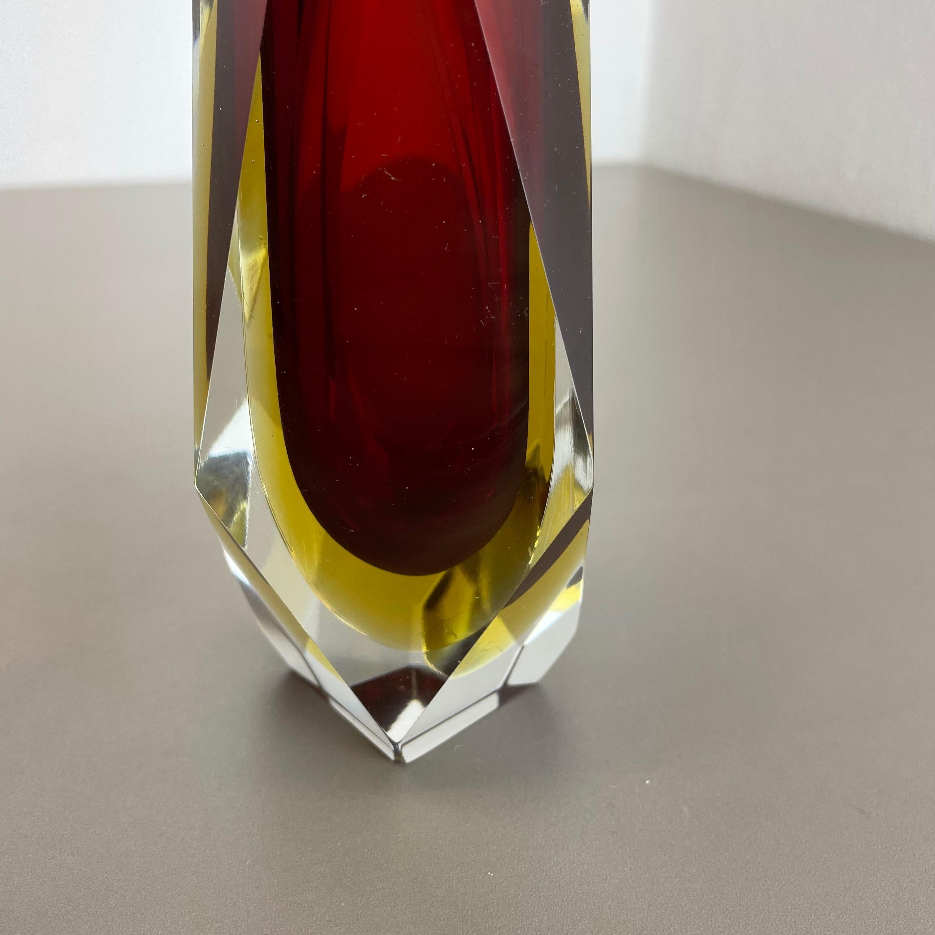 2er-Set facettierte Sommerso-Vase aus Muranoglas, entworfen von Flavio Poli Italien, 1970er Jahre im Angebot 11
